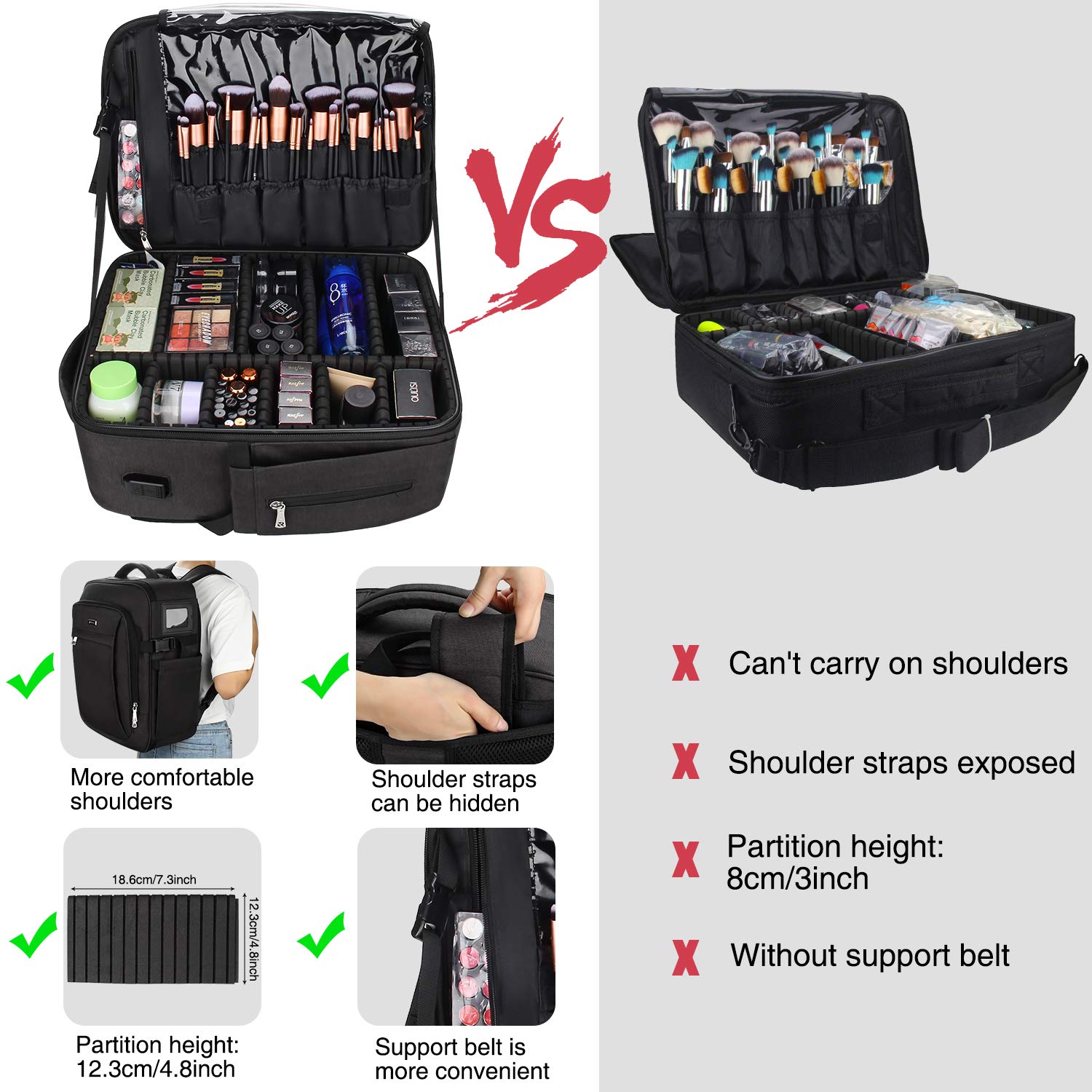 Professional Relavel Extra Large Makeup Backpack – Travel Train Case Cosmetic Organizer for Women & Girls, Adjustable Dividers & Shoulder Strap – Perfect for Makeup Artists, Salon Professionals & Travel Beauty Essentials