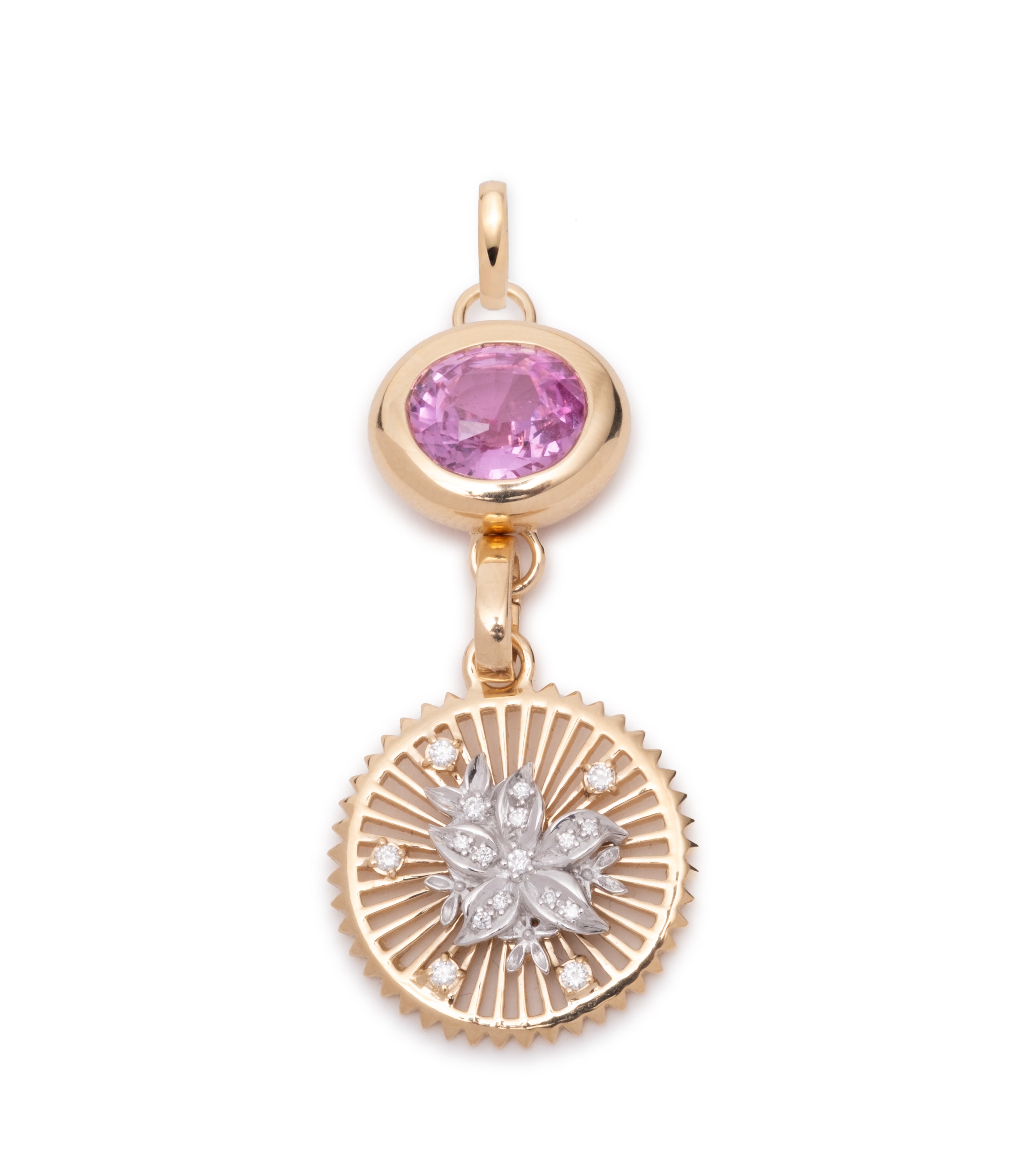 3.04ct Oval Cut Unique Pink Sapphire Gemstone Pendant in 14K Yellow Gold with Annex Link Chain - Elegant Jewelry for Weddings, Anniversaries & Special Occasions