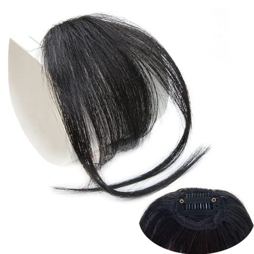 LIV'OLIV 9 Inch Clip In Curved Bang Hair Extensions for Women - Natural Black Front One Piece Fringe - Perfect for Daily Wear, Cosplay & Styling