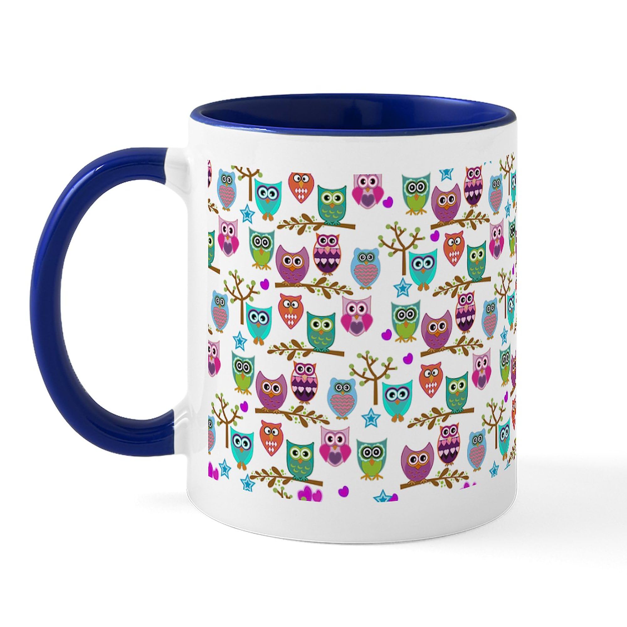 Happy Owls Ceramic Coffee Mug 11 oz (325 ml) - Cute Owl Design for Tea, Hot Chocolate & Coffee Lovers - Perfect for Home, Office & Gifts