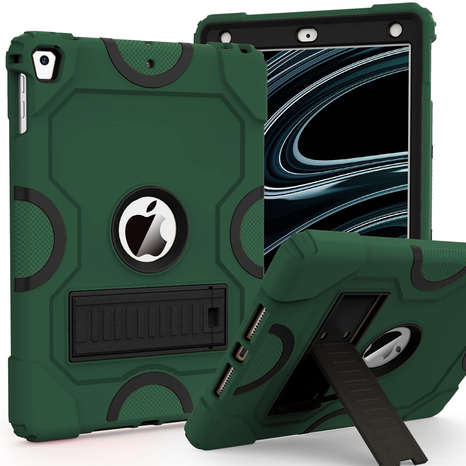 Shockproof Rugged Protective Case for iPad 9.7 Inch - Compatible with iPad 6th/5th Gen (2018/2017), iPad Air 2/1, iPad Pro 9.7 (2016) | Heavy Duty Cover in Alpine Green | Perfect for Outdoor, Travel & Kids Use