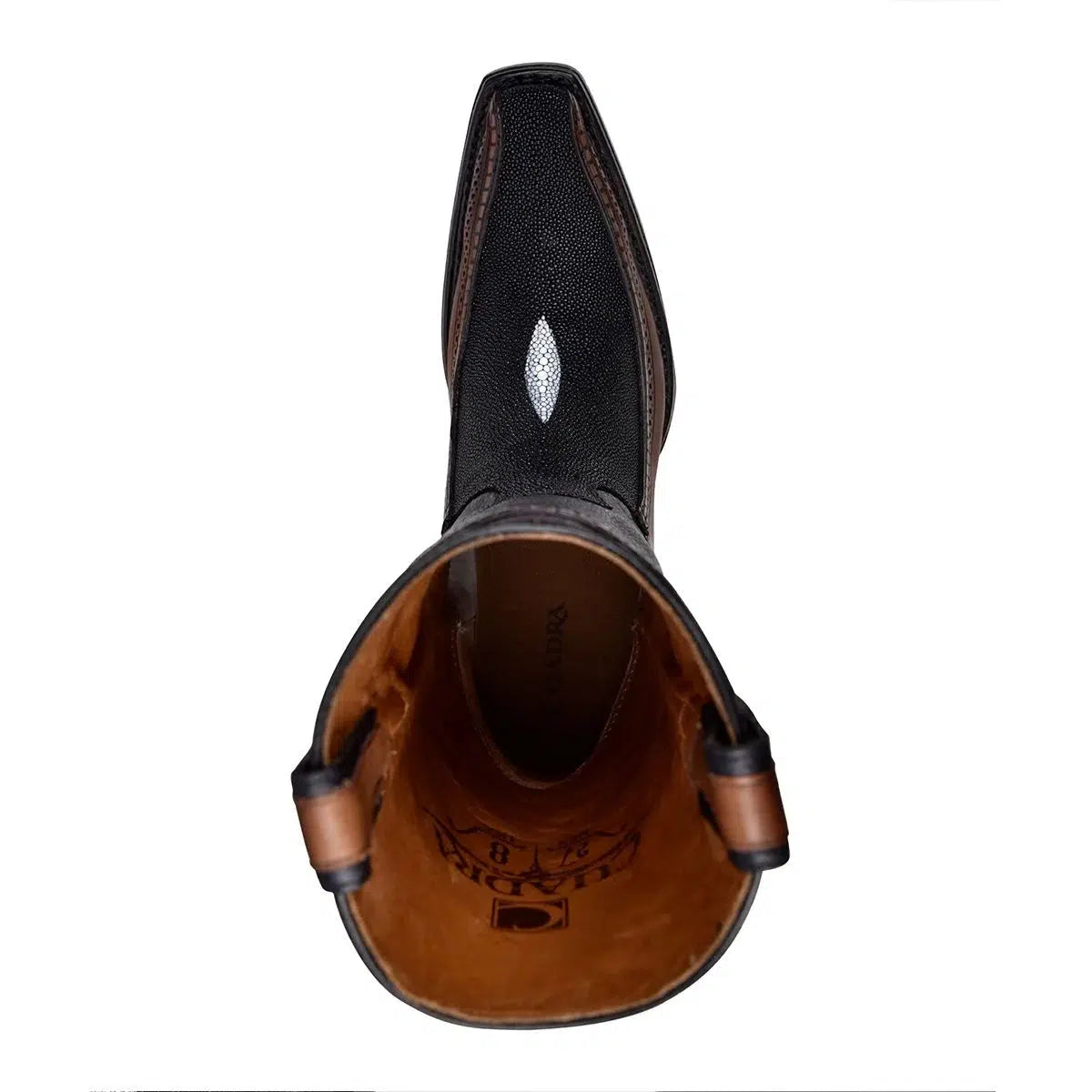 1B1DMA Men's Casual Cowboy Boots - Black & Brown Stingray Leather - Comfortable & Stylish Western Boots for Riding, Outdoor Adventures & Everyday Wear