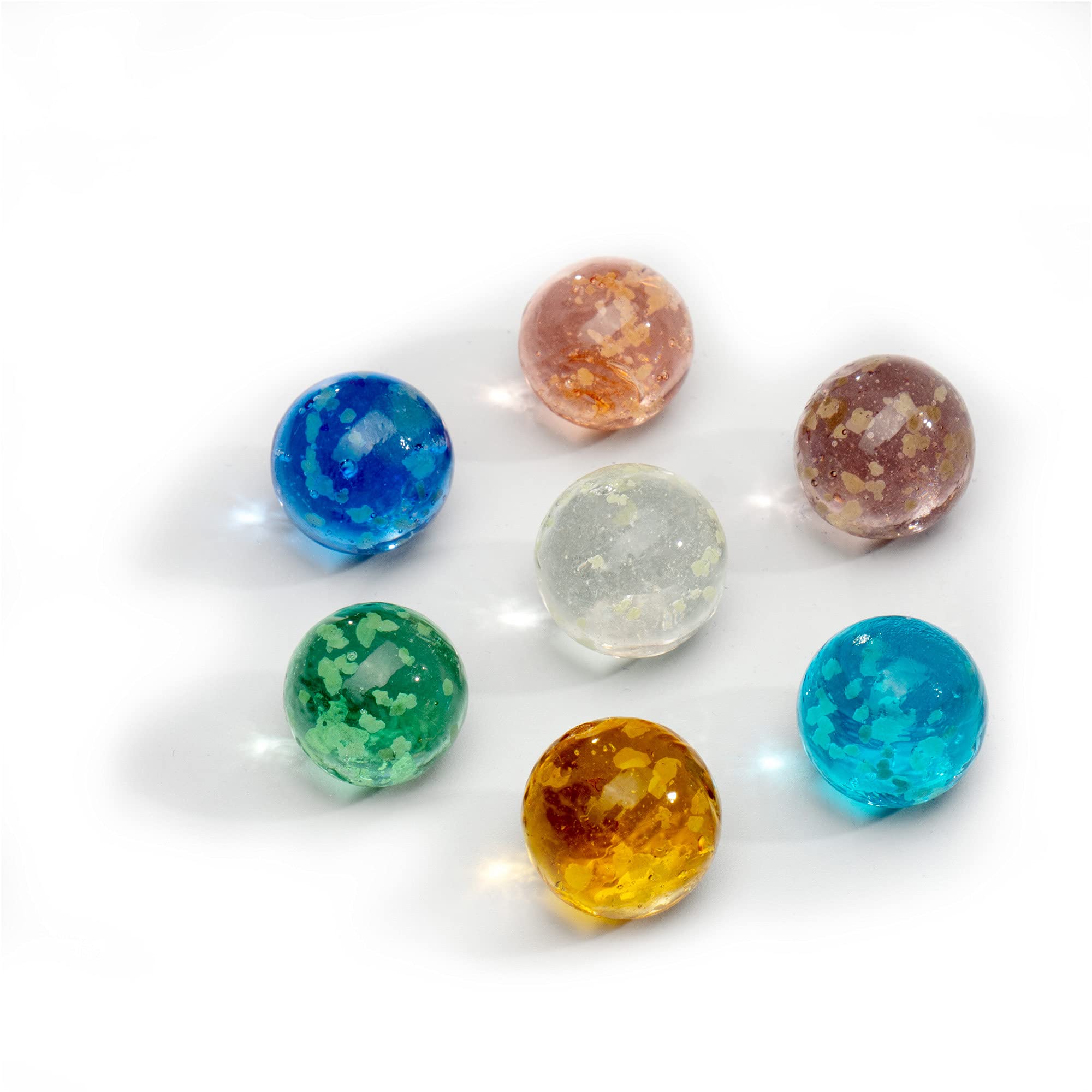 Glow in The Dark Glass Marbles for Kids - 1 Inch Marbles for Chinese Checkers, Shooters Games & Marble Runs - Bulk Assorted Sizes (14 Pcs) - Perfect for Nighttime Play, DIY Crafts & Educational STEM Activities