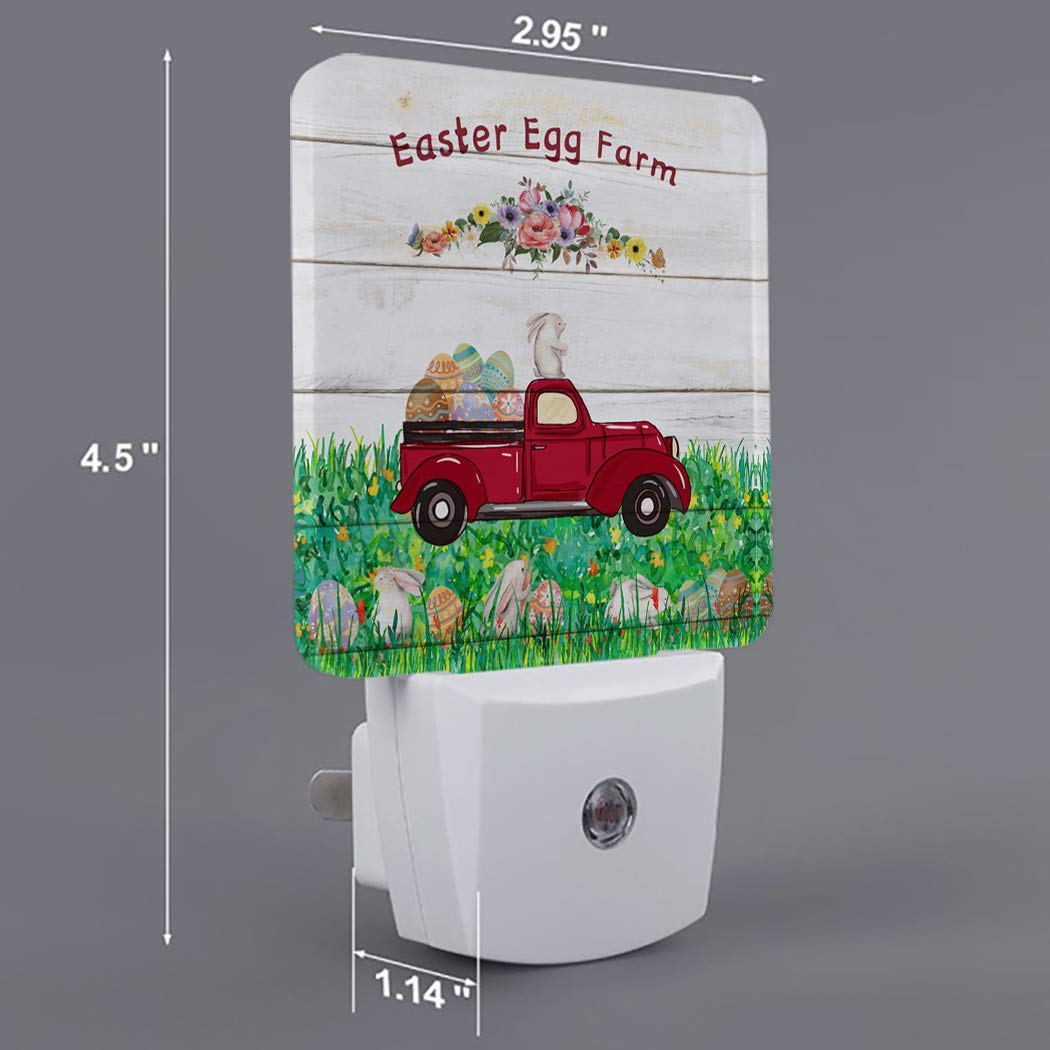 LED Night Light with Auto Sensor - Easter Egg Farm Rabbit Decor for Bedroom & Hallway