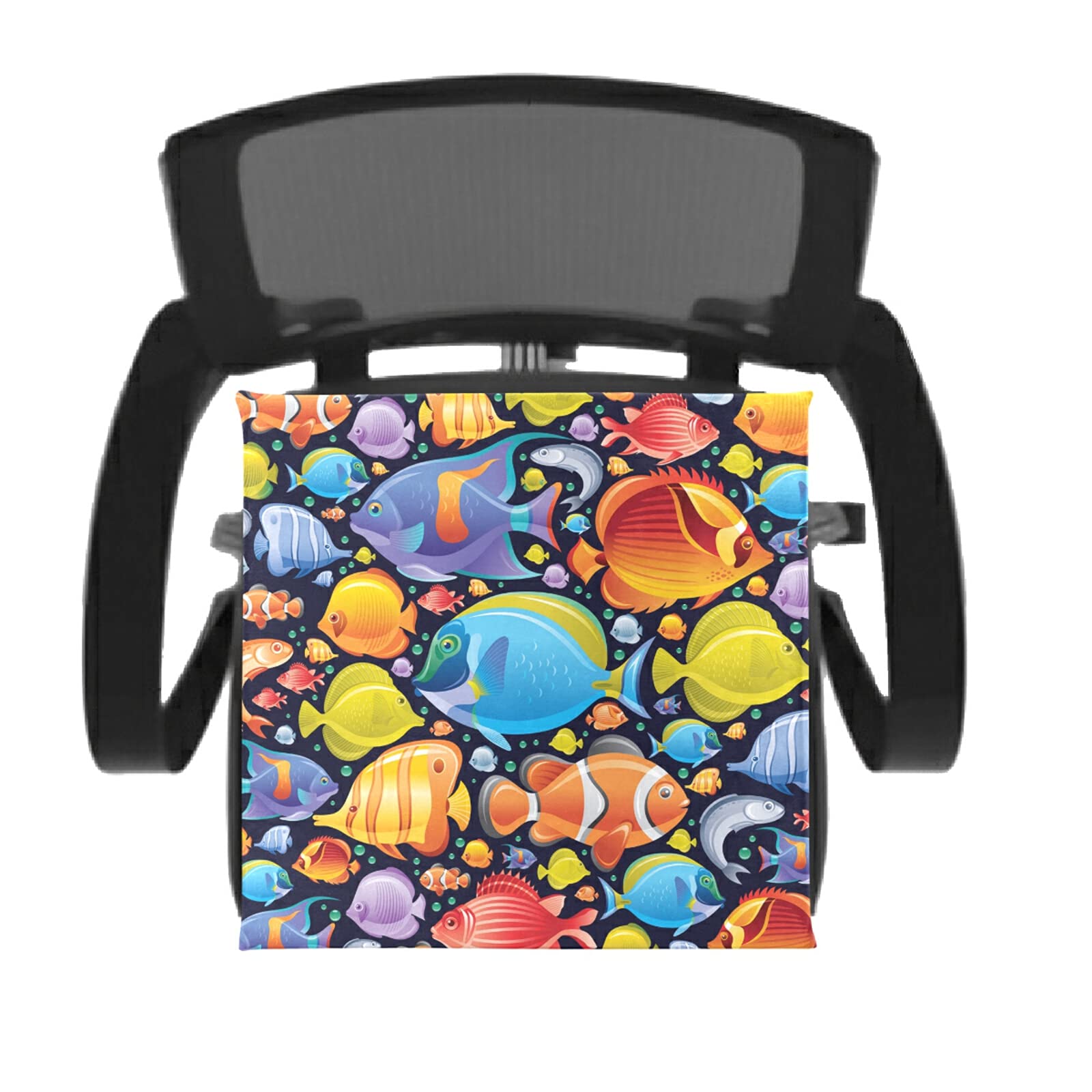 Memory Foam Seat Cushion for Office & Kitchen Chairs - Washable Chair Pad with Tropical Fish Design for Back Pain Relief - Perfect for Home, Office & Gaming Chairs