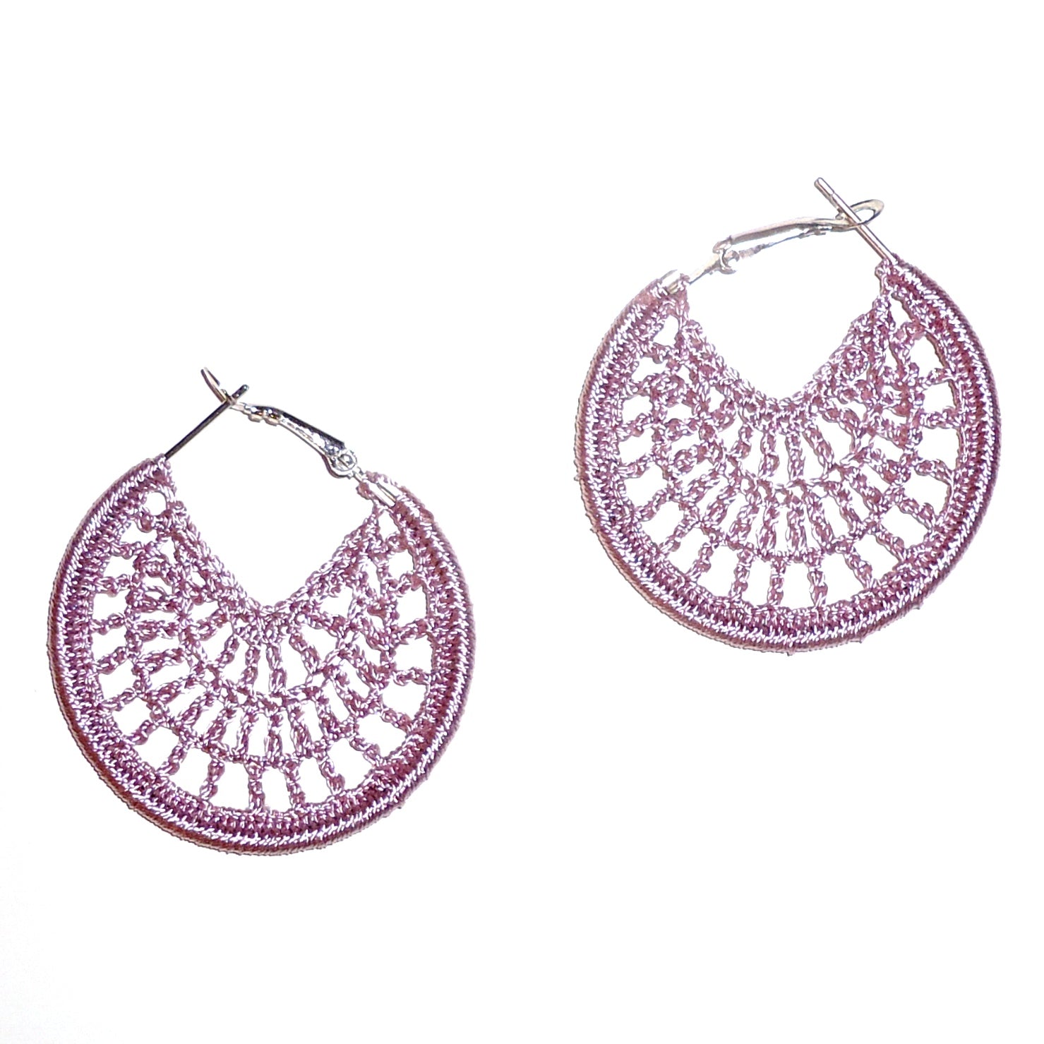 Handmade Crochet Orchid Hoop Earrings for Women - Boho Floral Dangle Earrings for Casual & Party Wear