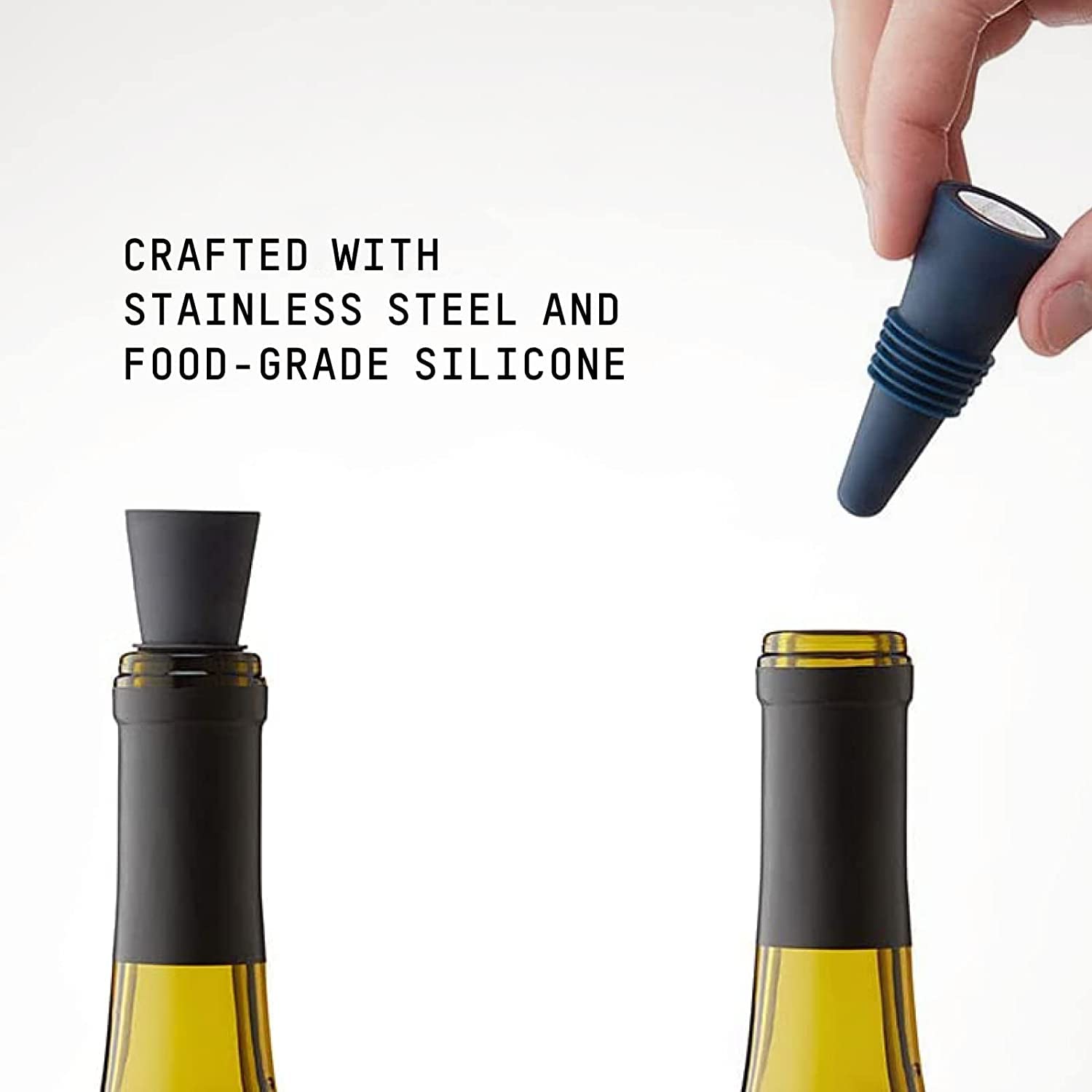 Premium Wine Stoppers Set of 4 - Colorful Silicone & Stainless Steel Bottle Stoppers for Wine, Champagne and Beverages - Airtight Seal for Freshness - Perfect for Home Bars, Parties and Gifts