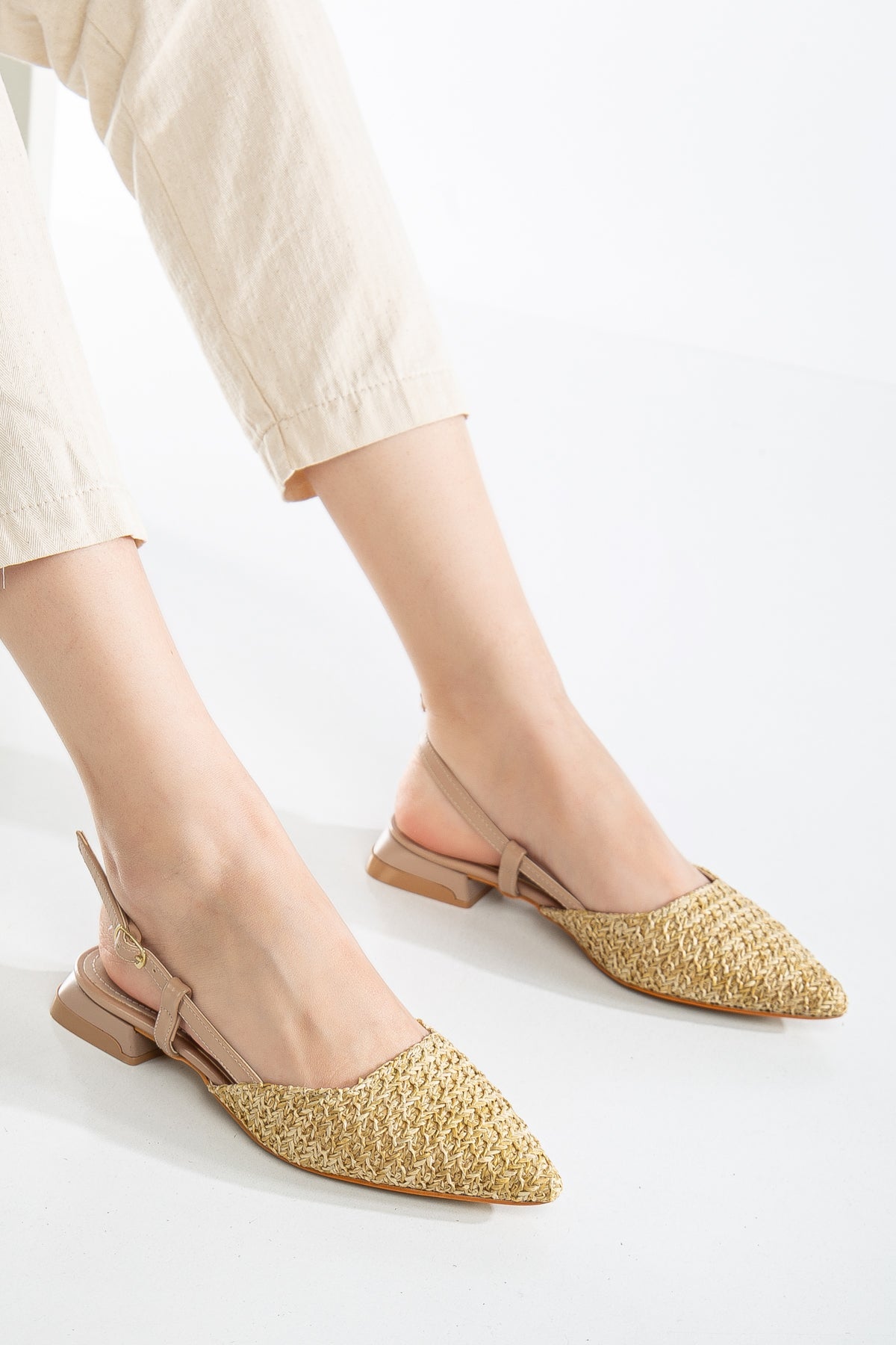 Riley Beige Woven Slingback Flats - Comfortable Women's Casual Shoes for Spring & Summer | Perfect for Office, Date Night & Outdoor Activities