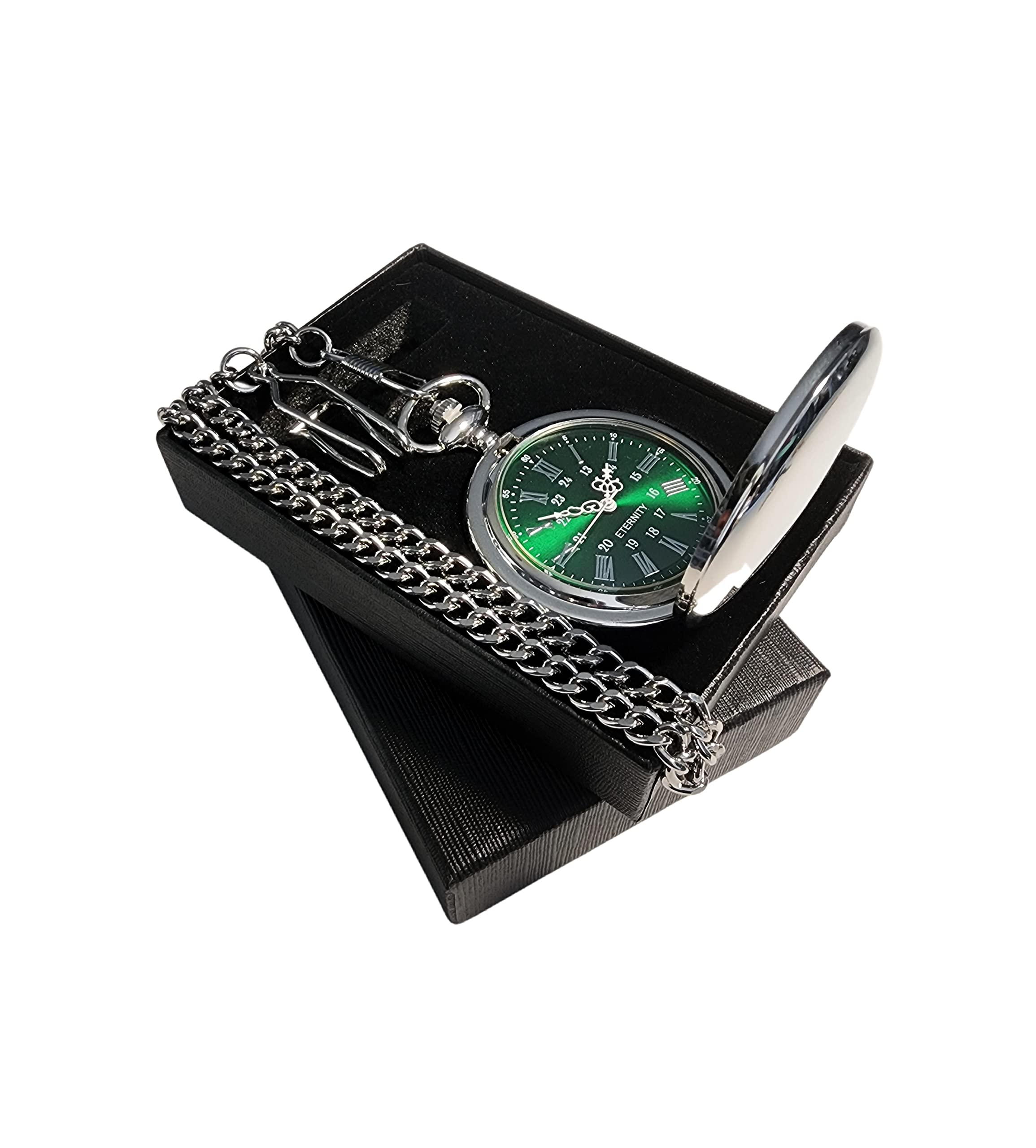 5 Personalized Engraved Pocket Watches for Men & Women - Custom His or Her Gift Set with Fitted Boxes & Chains (Black) - Perfect for Anniversaries, Weddings, Graduations & Special Occasions