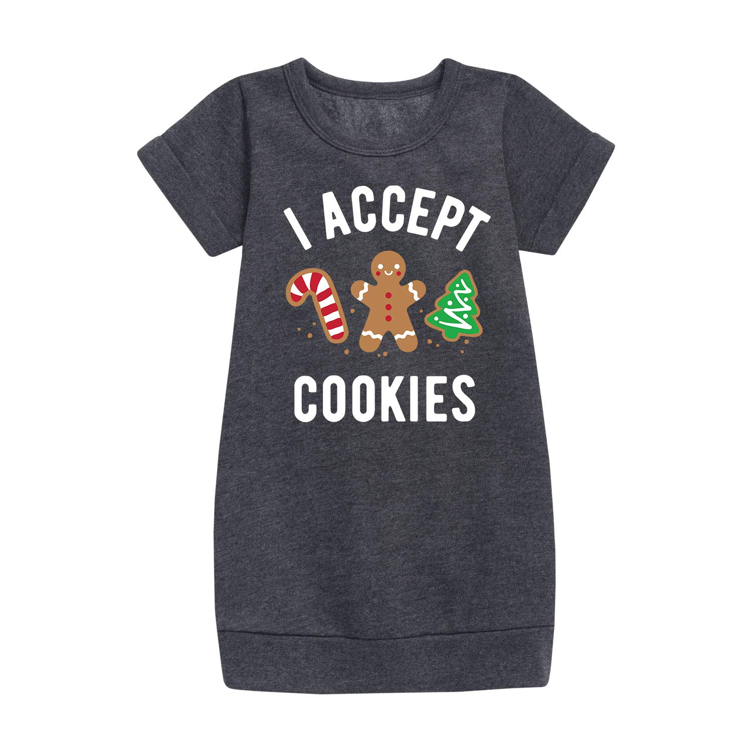Toddler & Youth Girls' Fleece Dress - Soft & Warm Winter Outfit for Playdates & School - I Accept Cookies Instant Message
