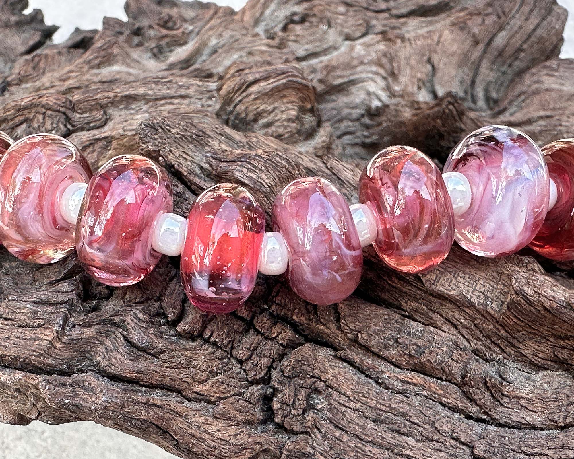 13PCS Pink Orphan Lampwork Glass Beads for Jewelry Making - DIY Bracelets, Necklaces & Craft Projects - Boho Style Handmade Beads for Women & Teens