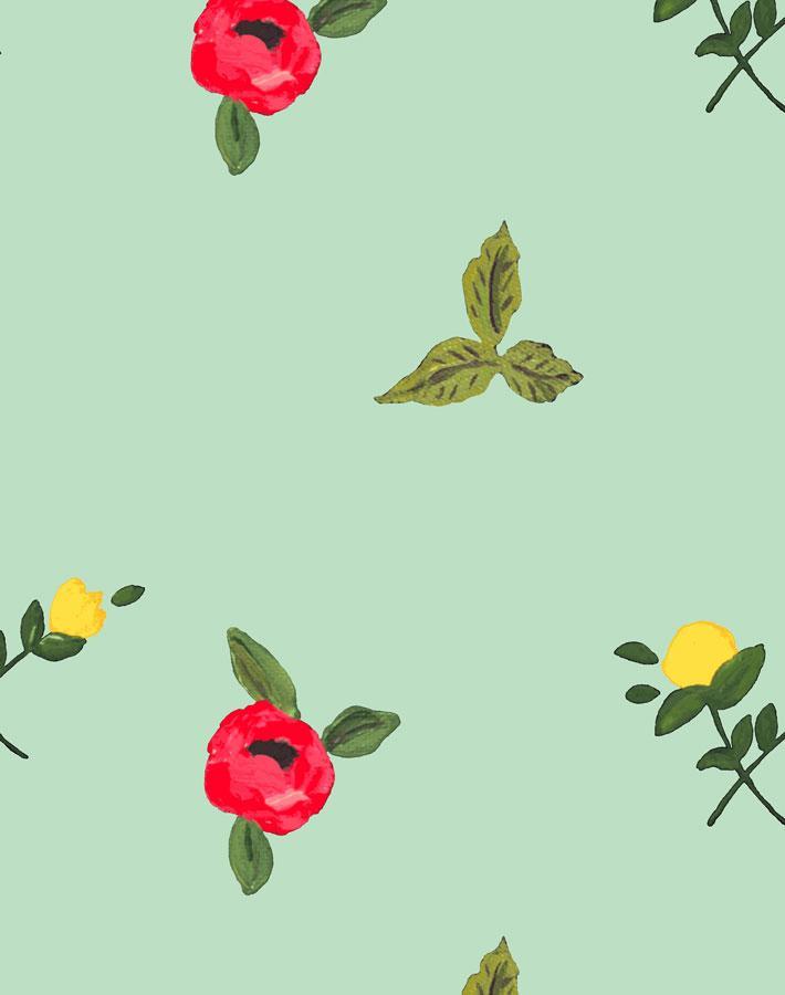 Grand Villa Garden Wallpaper by Carly Beck - Aventurine Green Floral Peel and Stick Wallpaper for Living Room, Bedroom, Home Decor