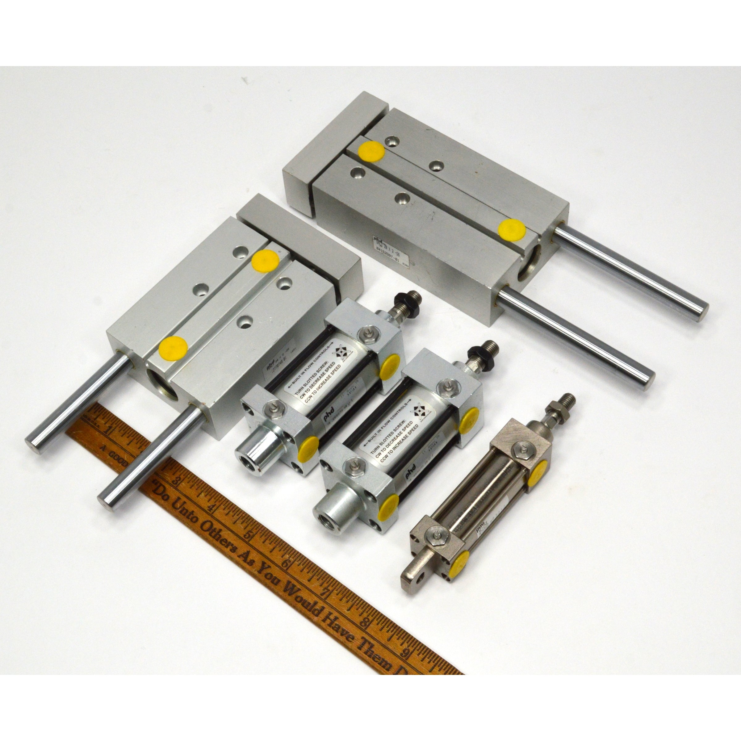 New PNEUMATIC CYLINDER Lot of 5 PHD Air Cylinders - 2 Dual SAL1 20X3 & 20X2 Q6 - Perfect for Industrial Automation & Machinery Applications