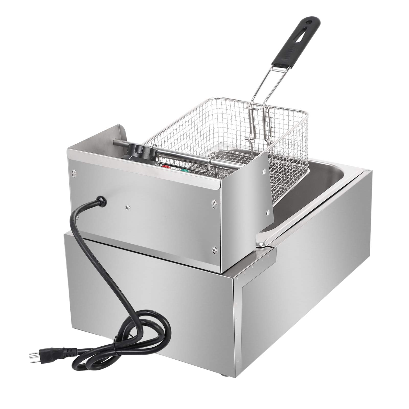 Commercial Electric Deep Fryer 6L Stainless Steel Countertop Fryer with Basket - Perfect for Restaurants, Home Kitchens & Making French Fries, Chicken Wings & More