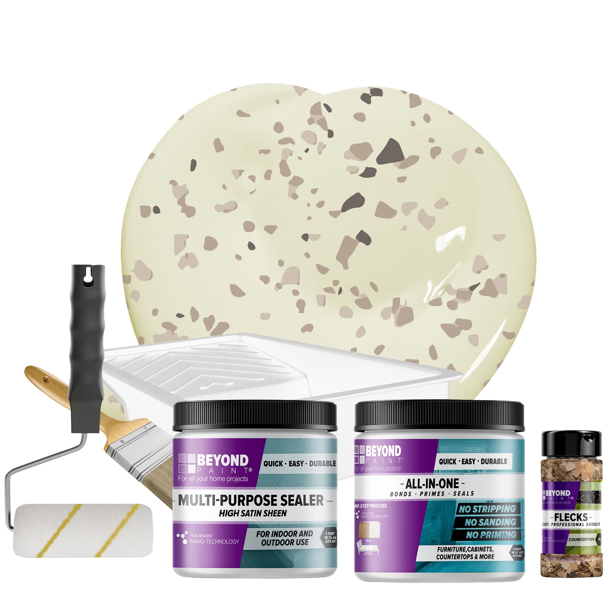 Beyond Paint Countertop Makeover Refinishing Kit - Bone Color | DIY Laminate & Tile Countertop Paint | Easy Kitchen & Bathroom Upgrade for Home Renovation