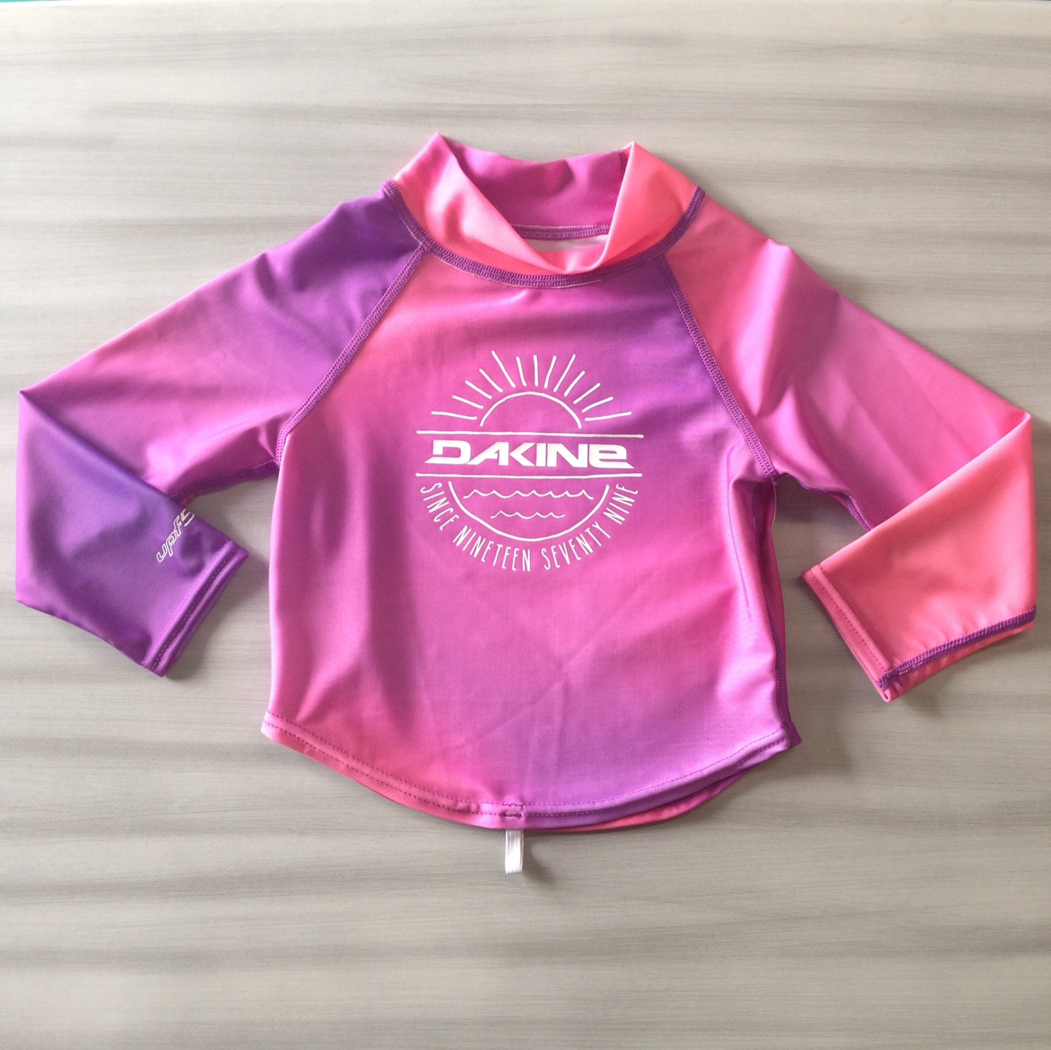 Dakine Toddler Girls Long Sleeve Rash Guard - UPF 50+ Sun Protection Swim Shirt for Baby & Kids, Pink Sunset Print - Perfect for Beach, Pool & Outdoor Water Activities