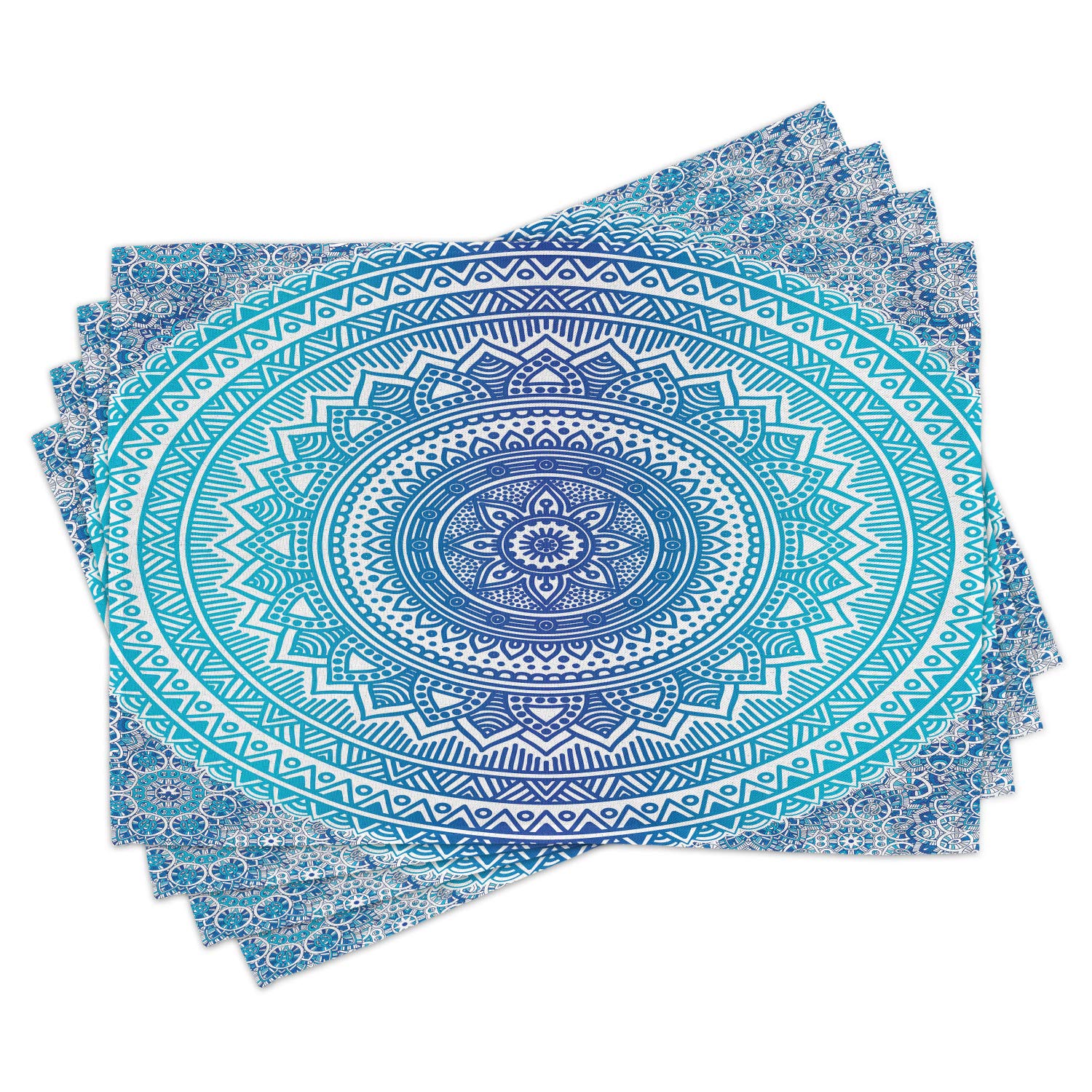 Ambesonne 4-Pack Ethnic Placemats - Universe Cultural Meditation Design, Washable Fabric Table Mats for Dining Room & Kitchen Decor in Pale Blue - Perfect for Home Decor, Dinner Parties, and Mindful Dining Experiences