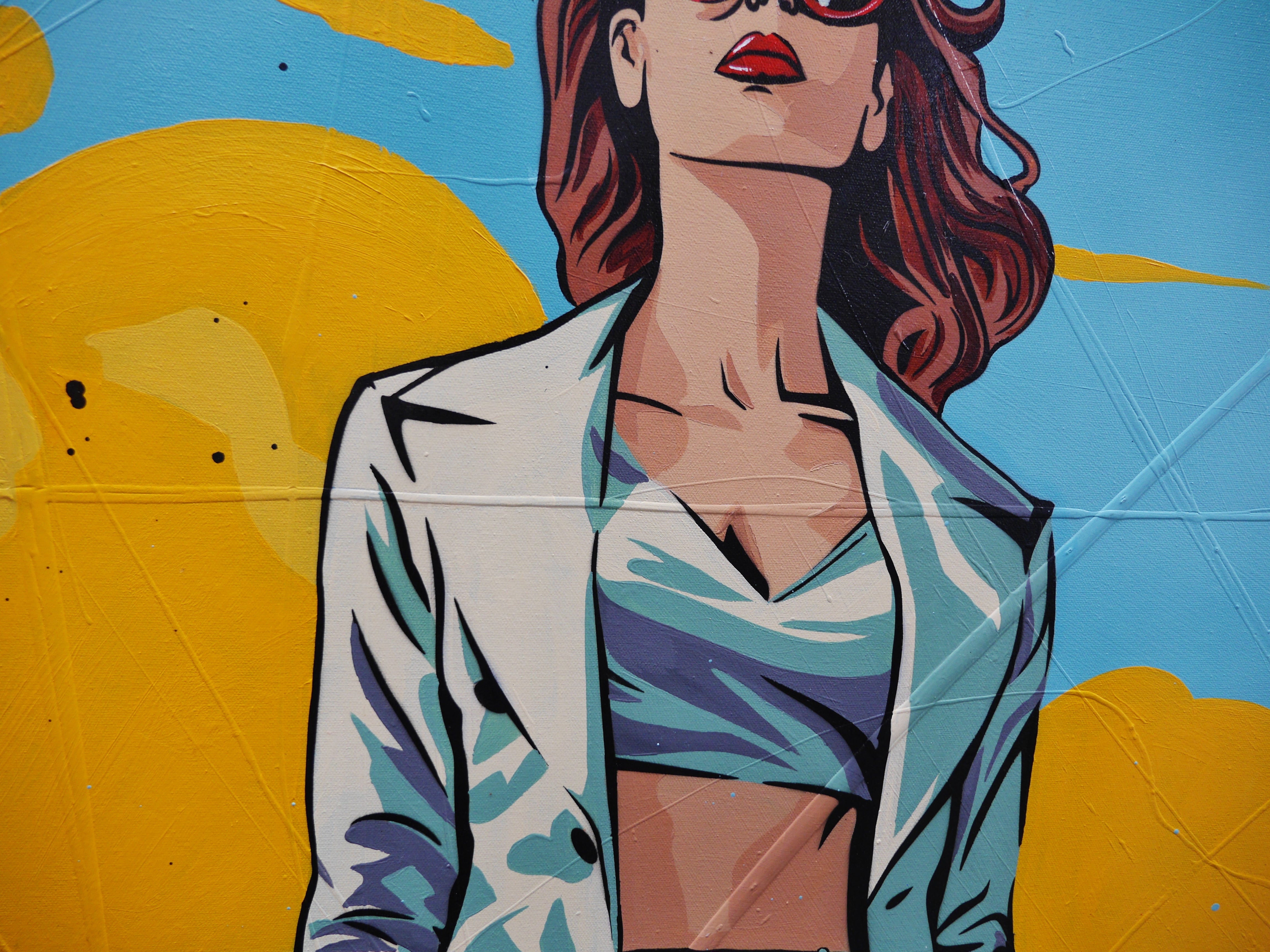 Bye Felicia 200cm x 120cm Textured Classic Pop Art Canvas - Large Modern Wall Decor for Living Room, Bedroom & Office - Unique Handmade Painting for Home & Commercial Spaces