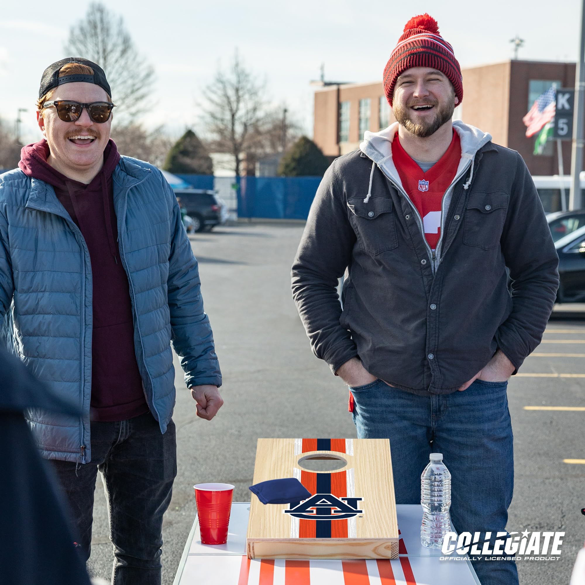 Auburn Tigers 1' x 2' Portable Cornhole Game Set - Solid Wood Construction with HD Team Logo - Perfect for Tailgating, Backyard BBQs, and Outdoor Parties - Great Gift for Sports Fans & Family Game Nights