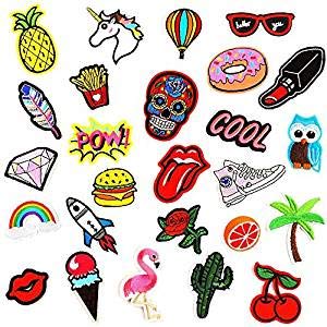 25-Pack Iron On Patches for DIY Clothing Repair & Customization - Assorted Designs for Jackets, Jeans, Bags & More