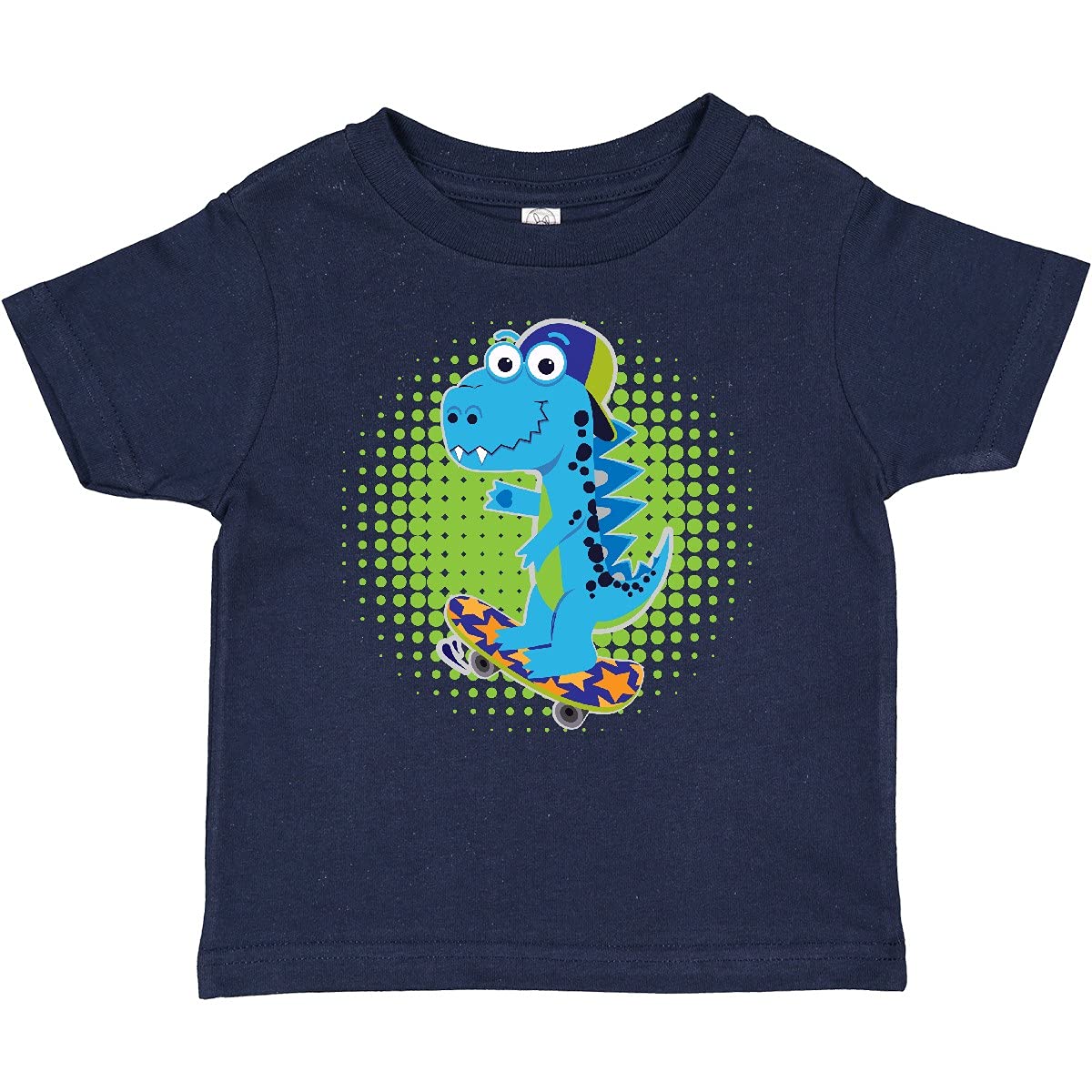 Inktastic Skateboarding Boy Dinosaur Graphic Baby T-Shirt - Cute Dino Design for Toddlers & Kids - Perfect for Playdates, Birthday Gifts & Casual Wear