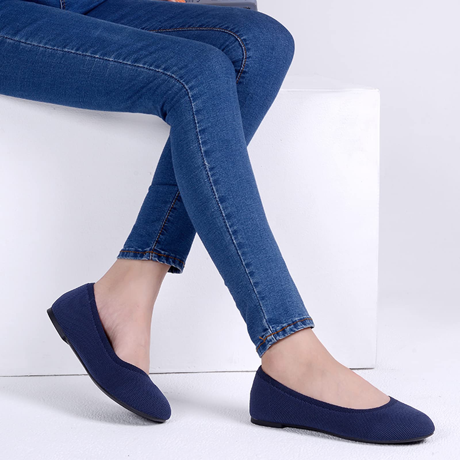 KOLILI Women's Knit Ballet Flats - Comfortable Slip-On Casual Shoes for Women | Perfect for Office, Walking, and Dressy Occasions