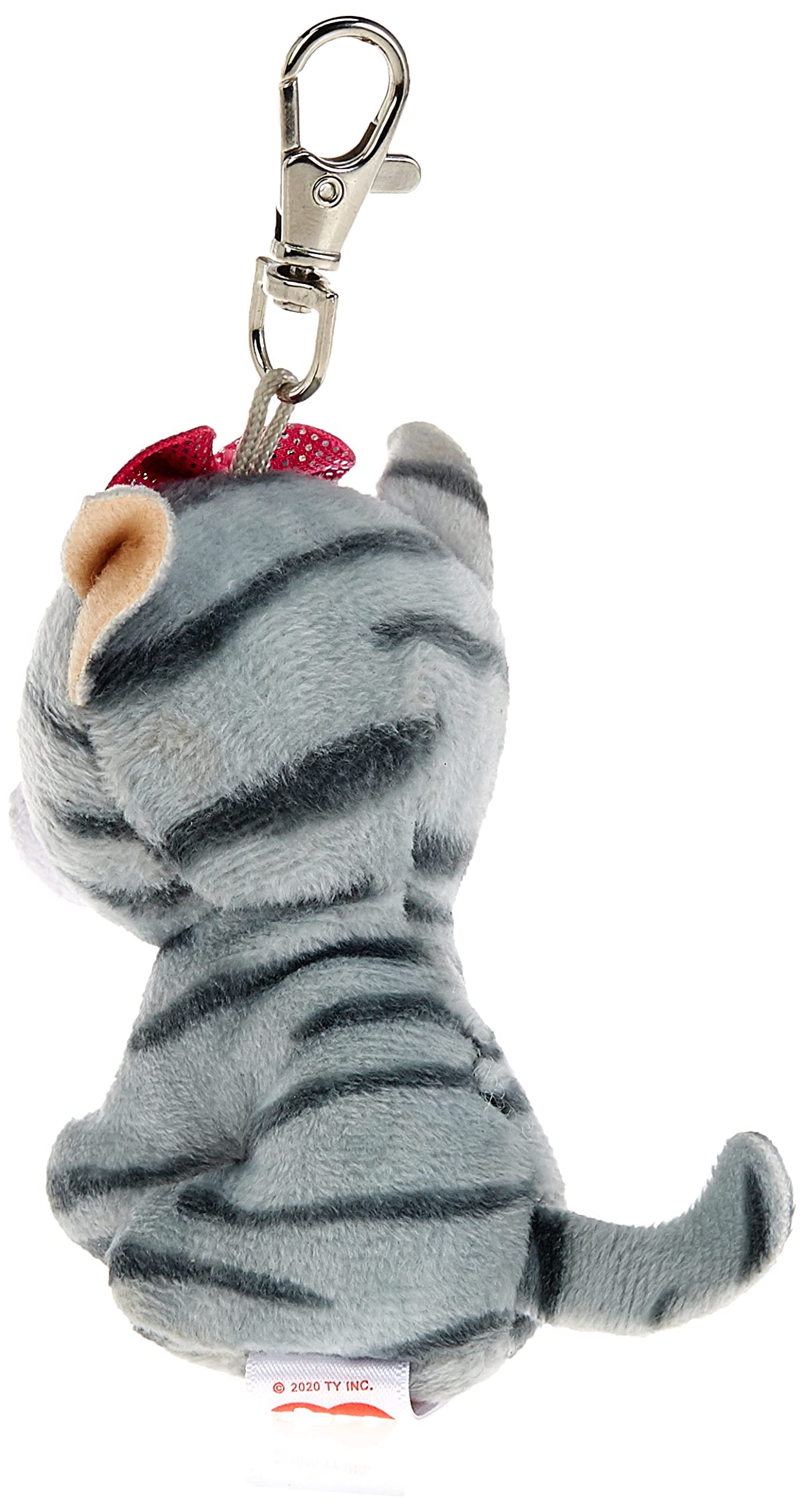 TY Beanie Boos Clip Chat Kiki Plush Keychain - 7cm Gray Stuffed Animal for Backpacks, Bags & Gifts (Style 35243) - Perfect for Kids Collectibles, Party Favors & Travel Accessories