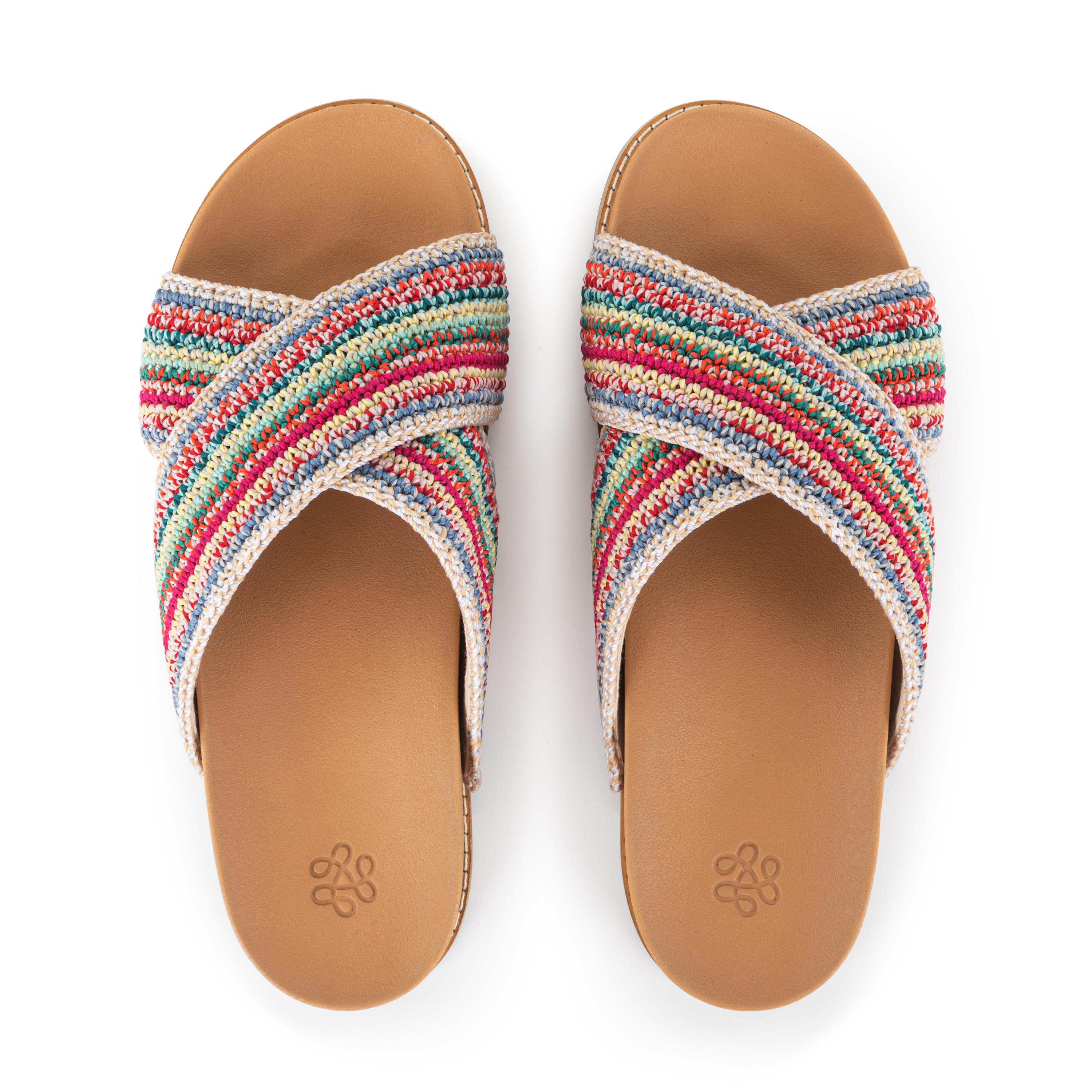 Hand Crochet Penelope Sandal with Eden Stripe Design - Comfortable Bohemian Summer Sandals for Women | Perfect for Beach, Vacation & Casual Outings