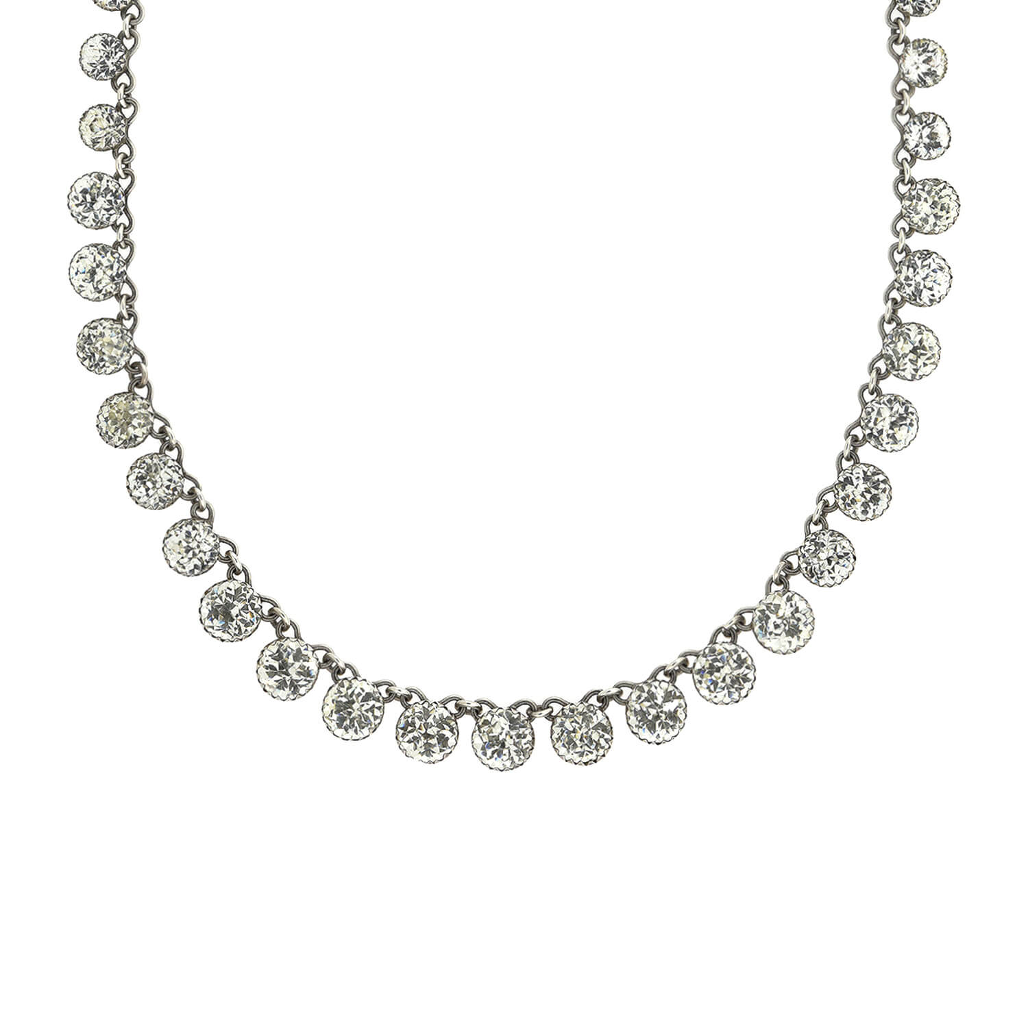 Edwardian Sterling Silver & Paste Drop Riviere Necklace | Vintage Jewelry for Weddings, Parties & Special Occasions