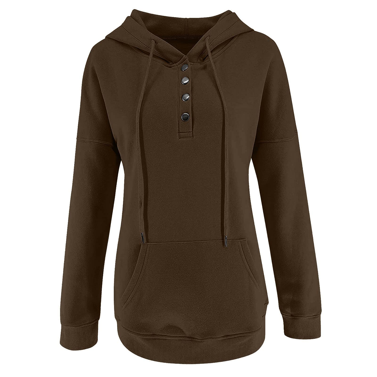 GOFULY Women's Fashion Hoodies & Sweatshirts - Fall Button Down Drawstring Pullover Long Sleeve Winter Clothes for Casual Wear & Outdoor Activities