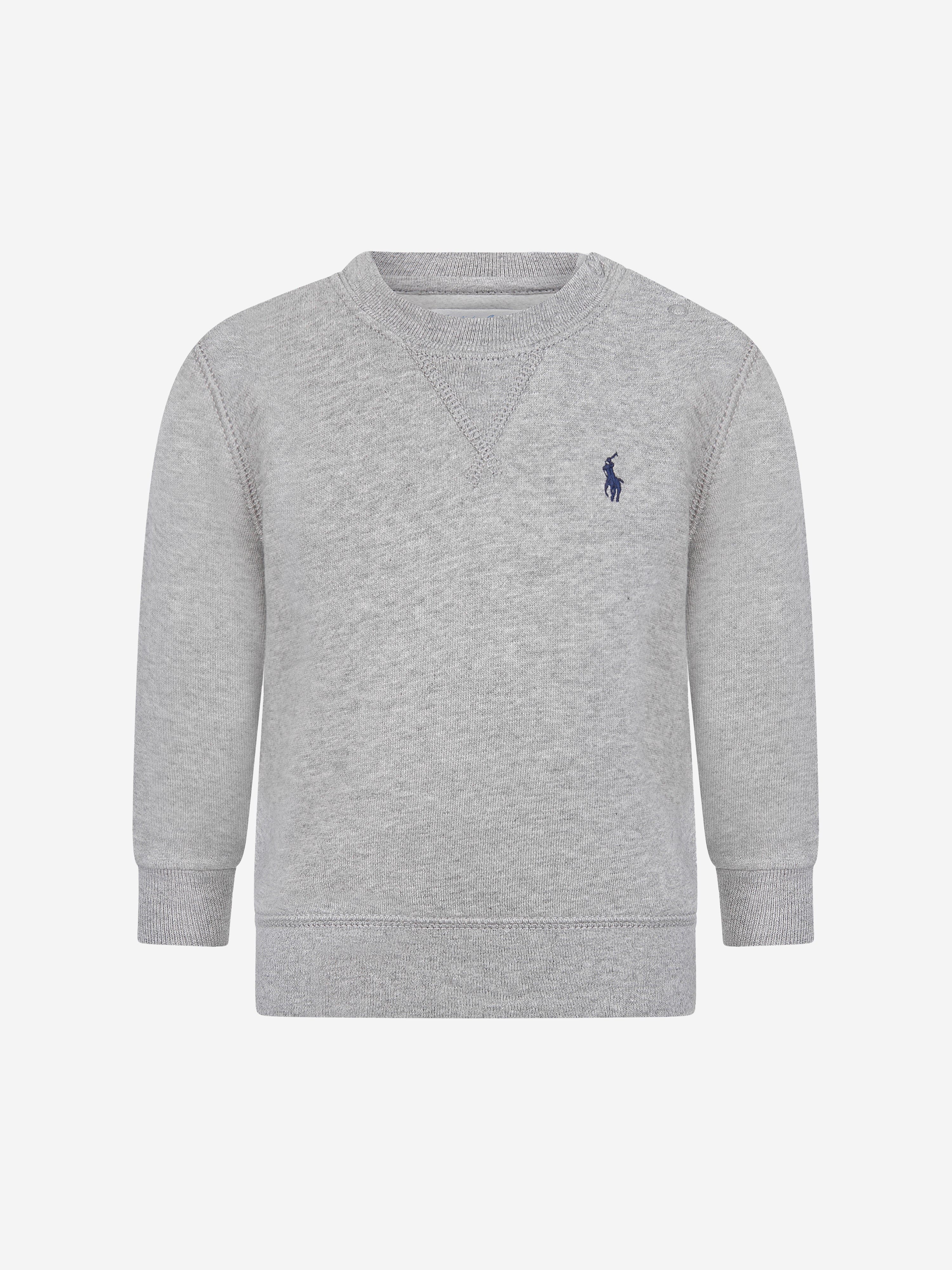 Stylish Grey Logo Sweatshirt for Baby Boys - Soft & Comfortable Pullover for Playtime & Outings