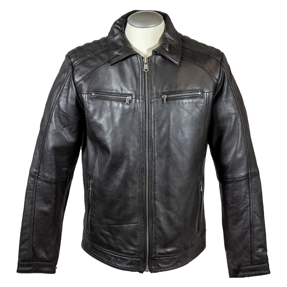 BOL Men's Genuine Leather Jacket with Zip Pockets | Stylish & Durable Outerwear for Casual Wear, Motorcycle Riding & Outdoor Adventures