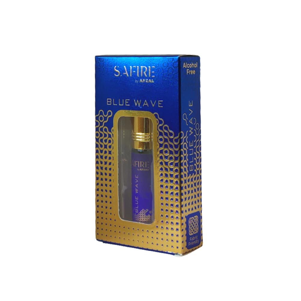 Safire Blue Wave Attar Perfume Oil Roll-On (6ml x 2 Pack) - Alcohol-Free Fragrance for Men & Women - Perfect for Daily Wear, Special Occasions & Gift Giving