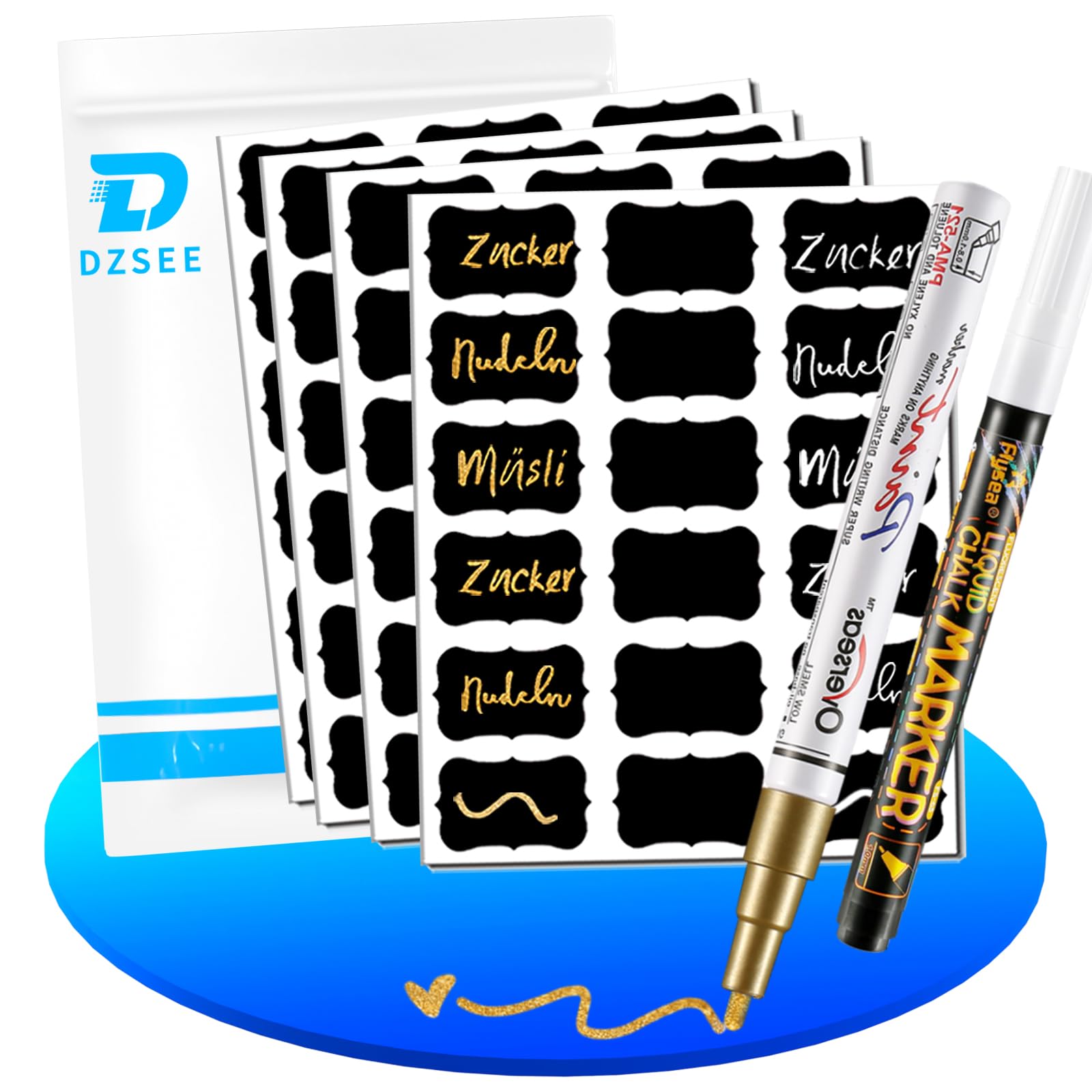72 Pcs Reusable Chalkboard Labels - Waterproof Chalk Stickers with Erasable Chalk Marker for Jars, Storage Bins, Kitchen Organization, Party Decor, Wedding Favors & Craft Room Supplies - Perfect for Pantry Labeling, Gift Wrapping and DIY Projects