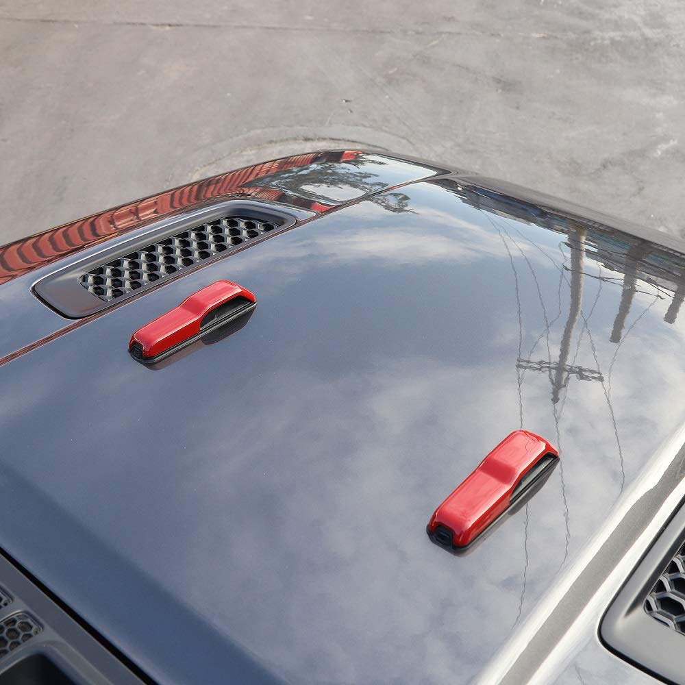CheroCar JL JT Engine Hood Hinge Cover Decoration Stickers - Exterior Accessories for Jeep Wrangler JL (2018-2021) & Gladiator JT (2020-2021) - Red - Upgrade Your Jeep's Style for Off-Road Adventures & Car Shows