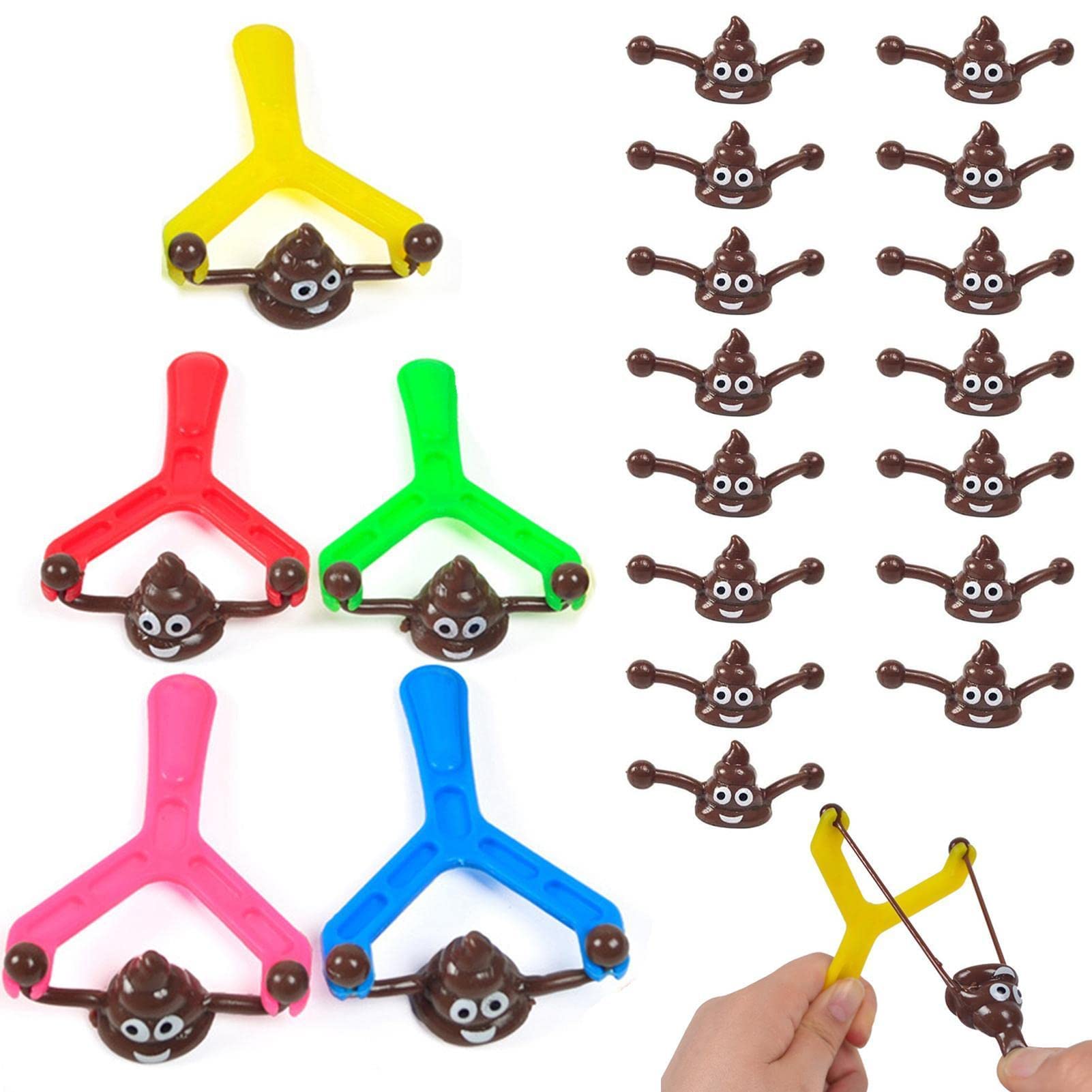 25 Pieces Mini Rubber Finger Slingshot Flying Poop Toys - Funny Catapult Game for Kids & Adults - Stress Relief Fidget Toys - Great for Parties, Gifts & Stocking Stuffers - Perfect for Outdoor Games, Birthday Favors & Prank Fun