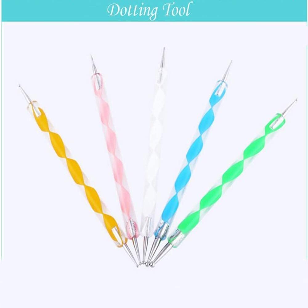 5-Piece Acrylic Dotting Tools Set for Nail Art - Multi-Color Stylus Pens for DIY Nail Designs & Painting - Perfect for Salon, Home Manicures & Creative Nail Art Projects