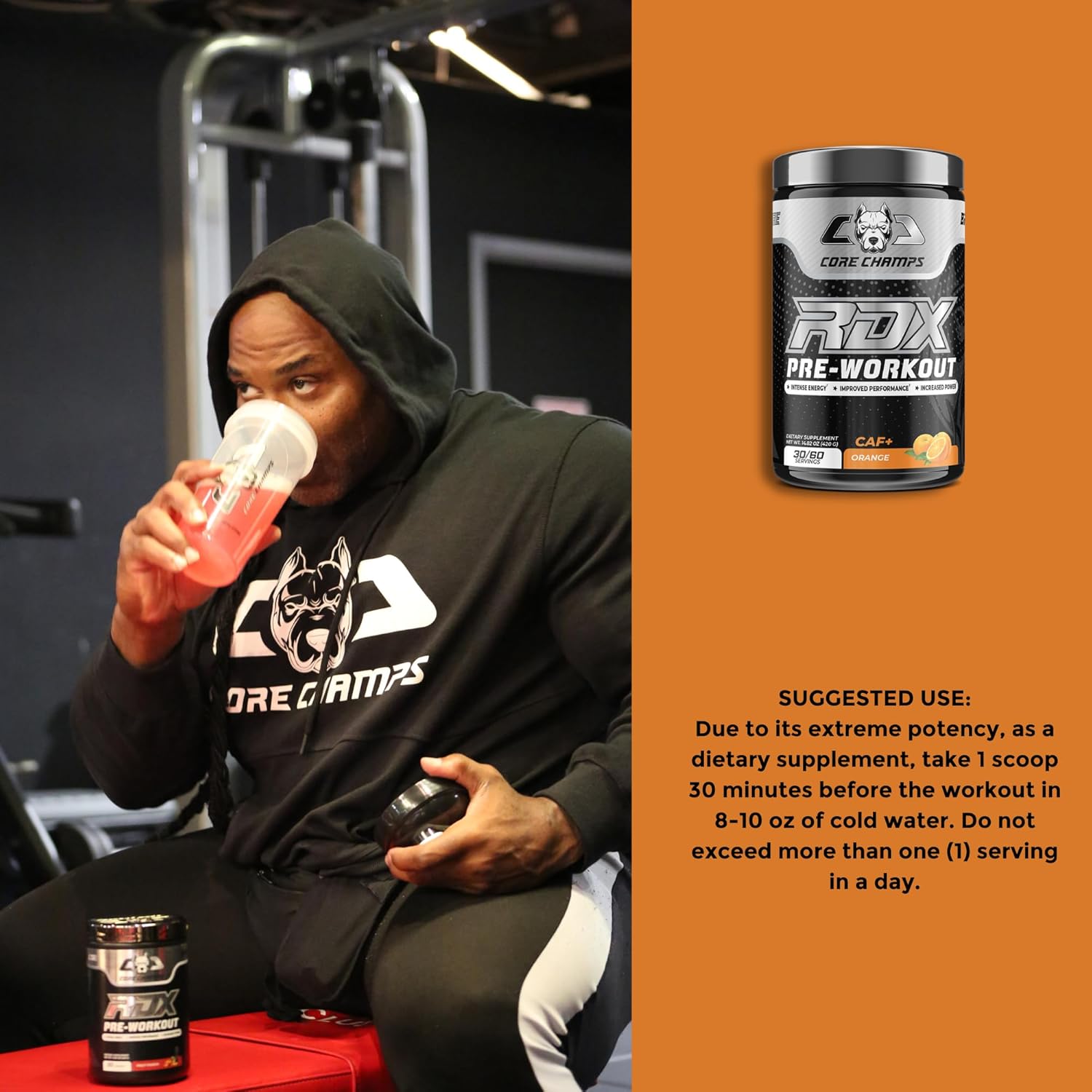 Core Champs RDX Pre Workout Powder 420g - Premium Energy Booster for Gym, Bodybuilding & Intense Training - Supports Focus, Endurance & Performance