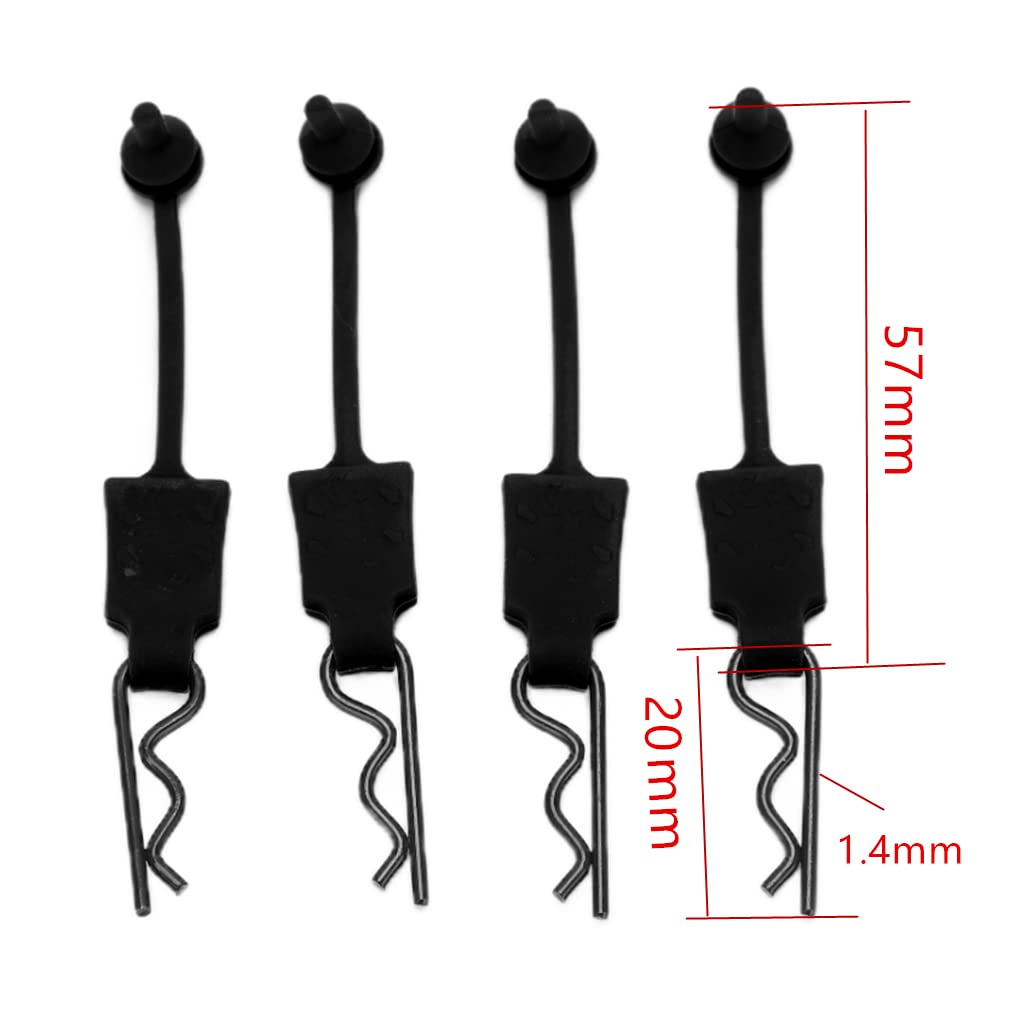 4PCS 1/10 RC Car Body Clips - Durable Shell Bolt Pins for ARRMA Axial SCX10 Redcat GEN8 RC Models - Black Replacement Parts for Off-Road Racing & Crawling Adventures