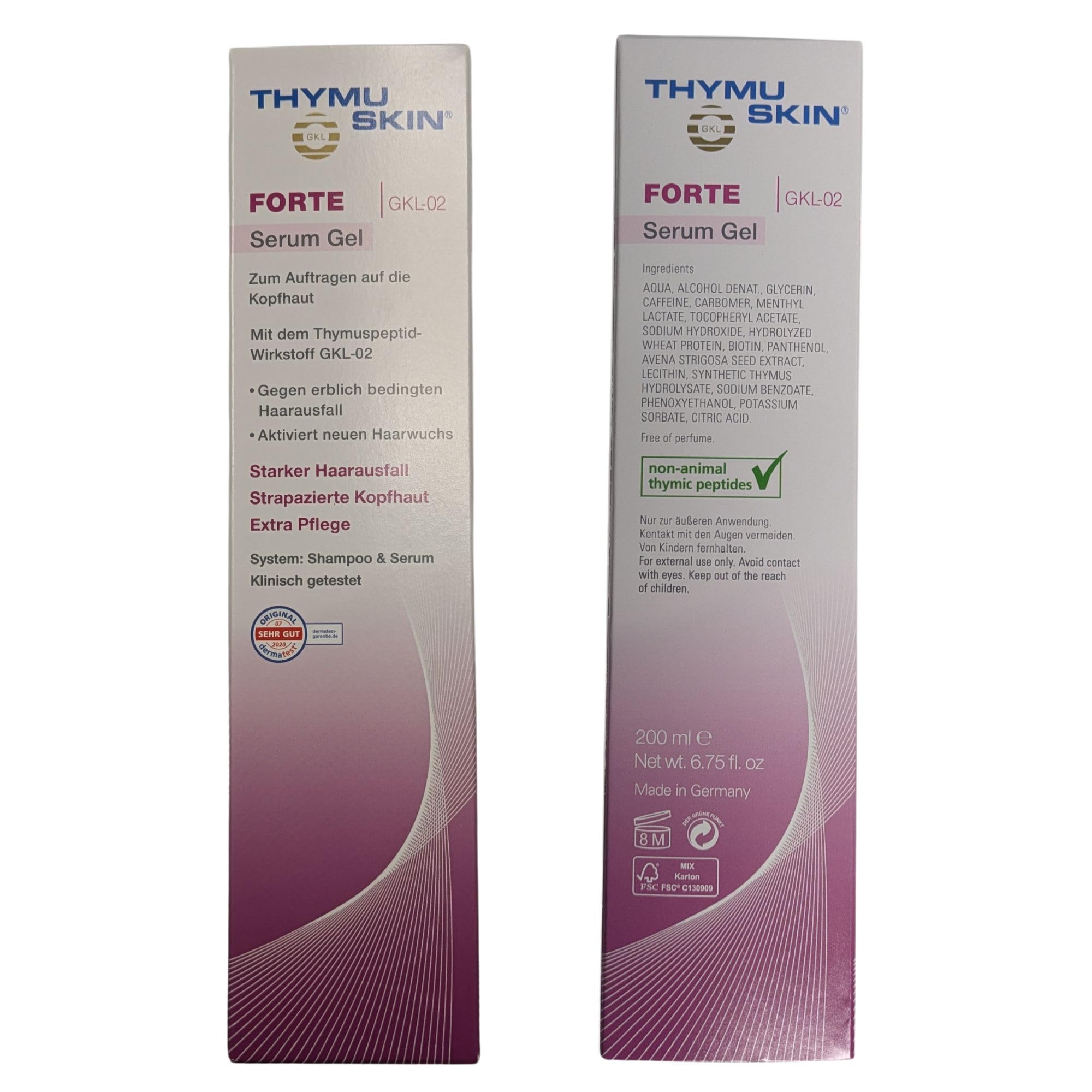 Thymuskin Forte Serum Gel - Advanced Hair Growth Treatment for Thinning Hair & Women's Hair Loss - Step 2 (200ml) - Stimulates Hair Follicles & Promotes Thicker Hair for Daily Use at Home