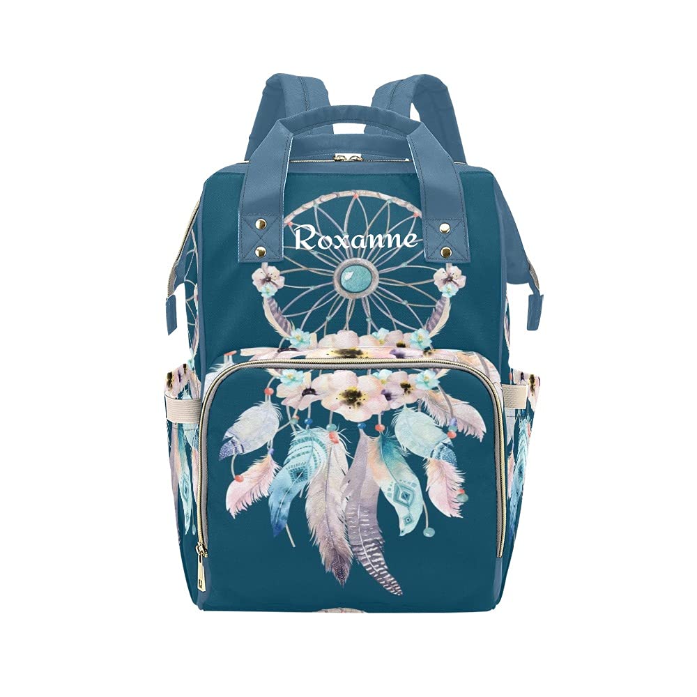 Personalized Fantasy Dream Catcher Diaper Backpack - Waterproof Baby Nursing Bag with Multiple Pockets, Travel Tote for Moms | Perfect Baby Shower Gift & Everyday Use for Park Outings, Shopping Trips, and Family Vacations