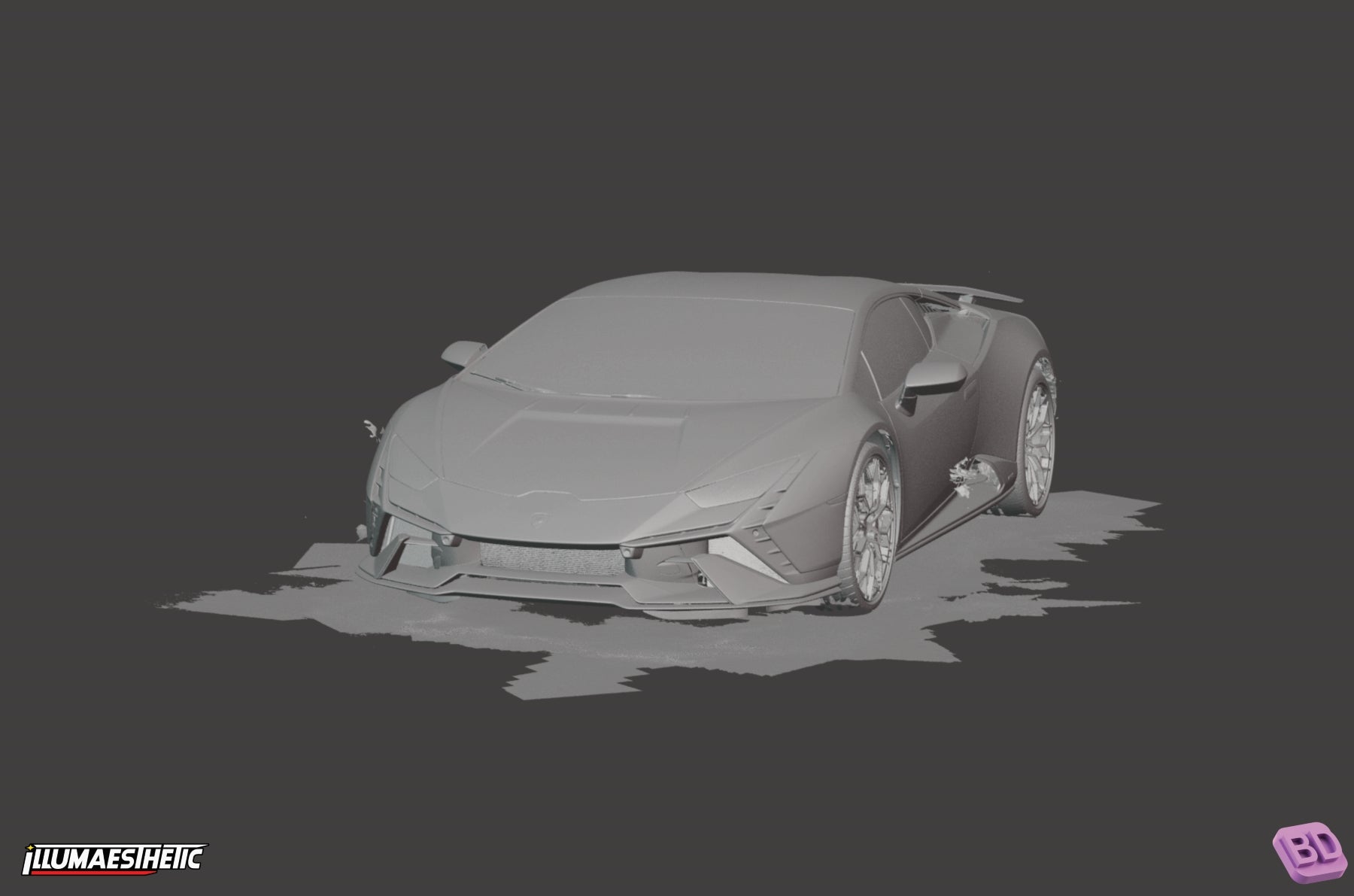 Lamborghini Huracan Tecnica 3D Model Scan (2022-2024) - High Resolution Car Model for 3D Printing, Gaming & Automotive Design
