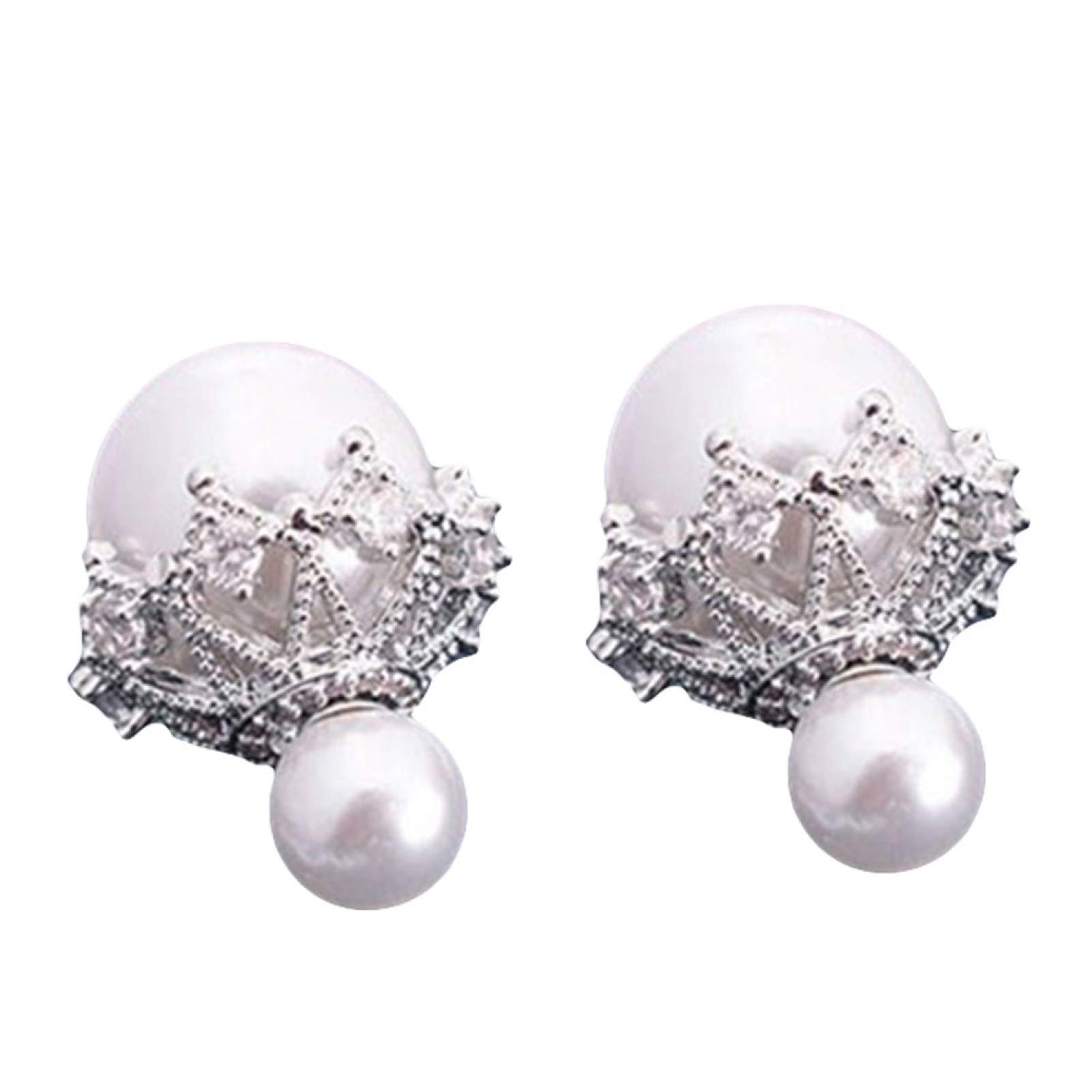 Elegant Double-Sided Imitation Pearl Hollow Flower Stud Earrings for Women - Fashion Jewelry Gift for Birthday, Wedding & Party Accessories