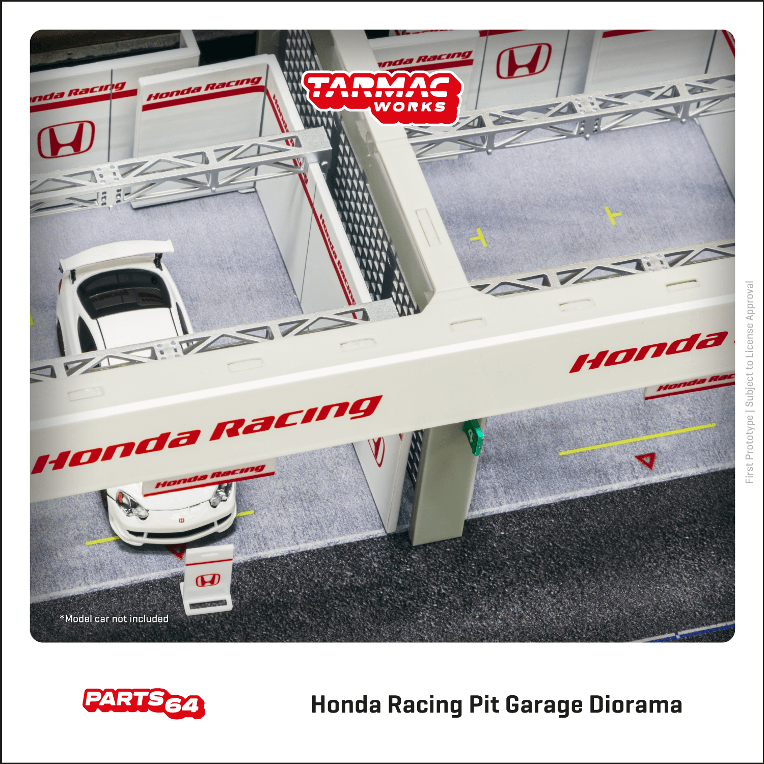 Tarmac Works 1:64 Scale Honda Racing Pit Garage Diorama - Perfect for Diecast Car Displays & Racing Scenes