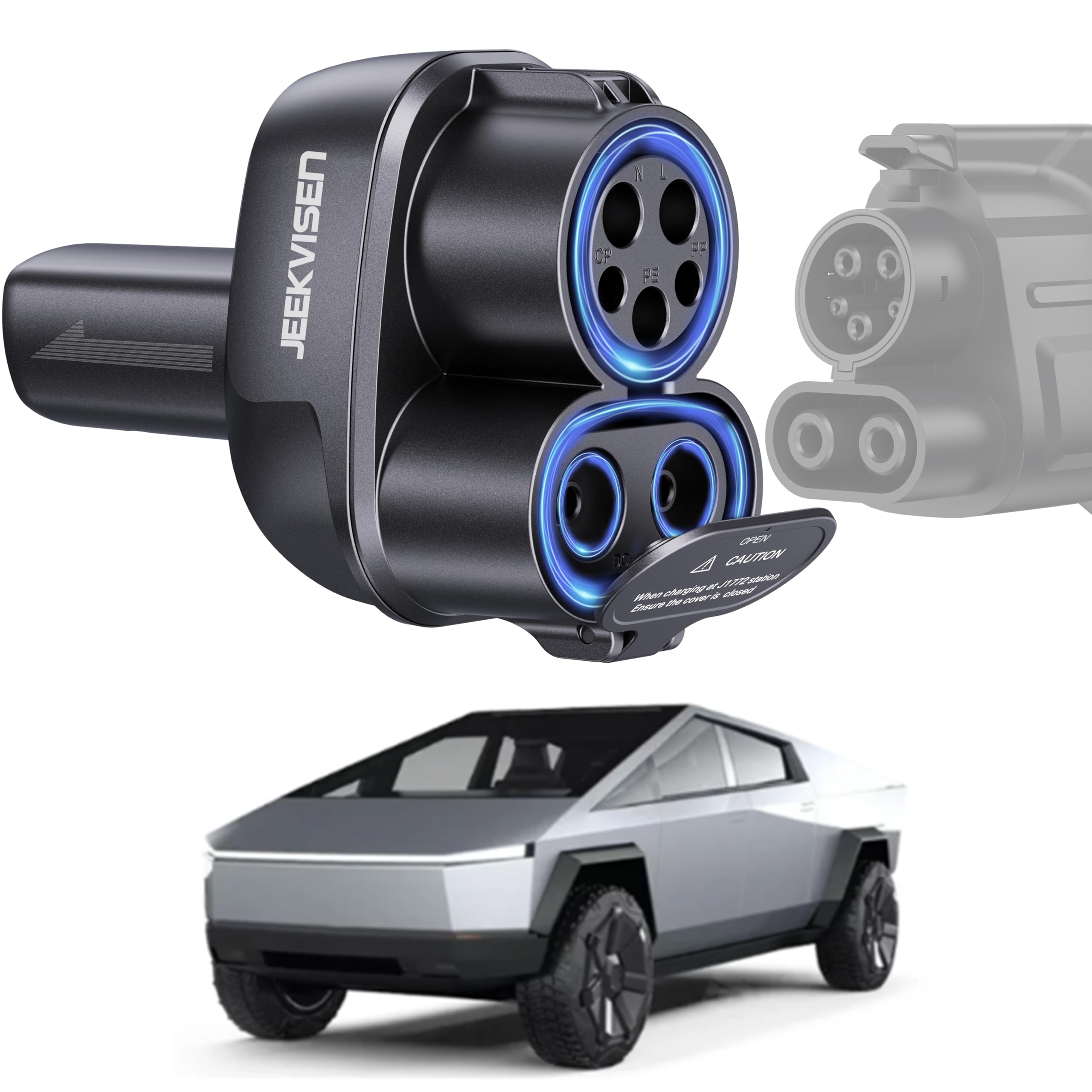 Cybertruck 2-in-1 CCS & J1772 to Tesla (NACS) Adapter - 250KW Fast Charging for Tesla Model 3/Y/S/X/Cybertruck - Compatible with CCS1 DC Superchargers & J1772 AC Stations - Supports Level 1/2/3 Chargers - Perfect for Road Trips & Public Charging Stations