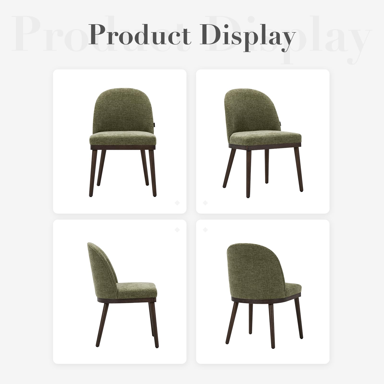 COLAMY Set of 4 Upholstered Dining Chairs - Modern Wooden Kitchen Chairs with Curved Backrest & Fabric Seat, Green - Perfect for Dining Room, Kitchen, and Breakfast Nook
