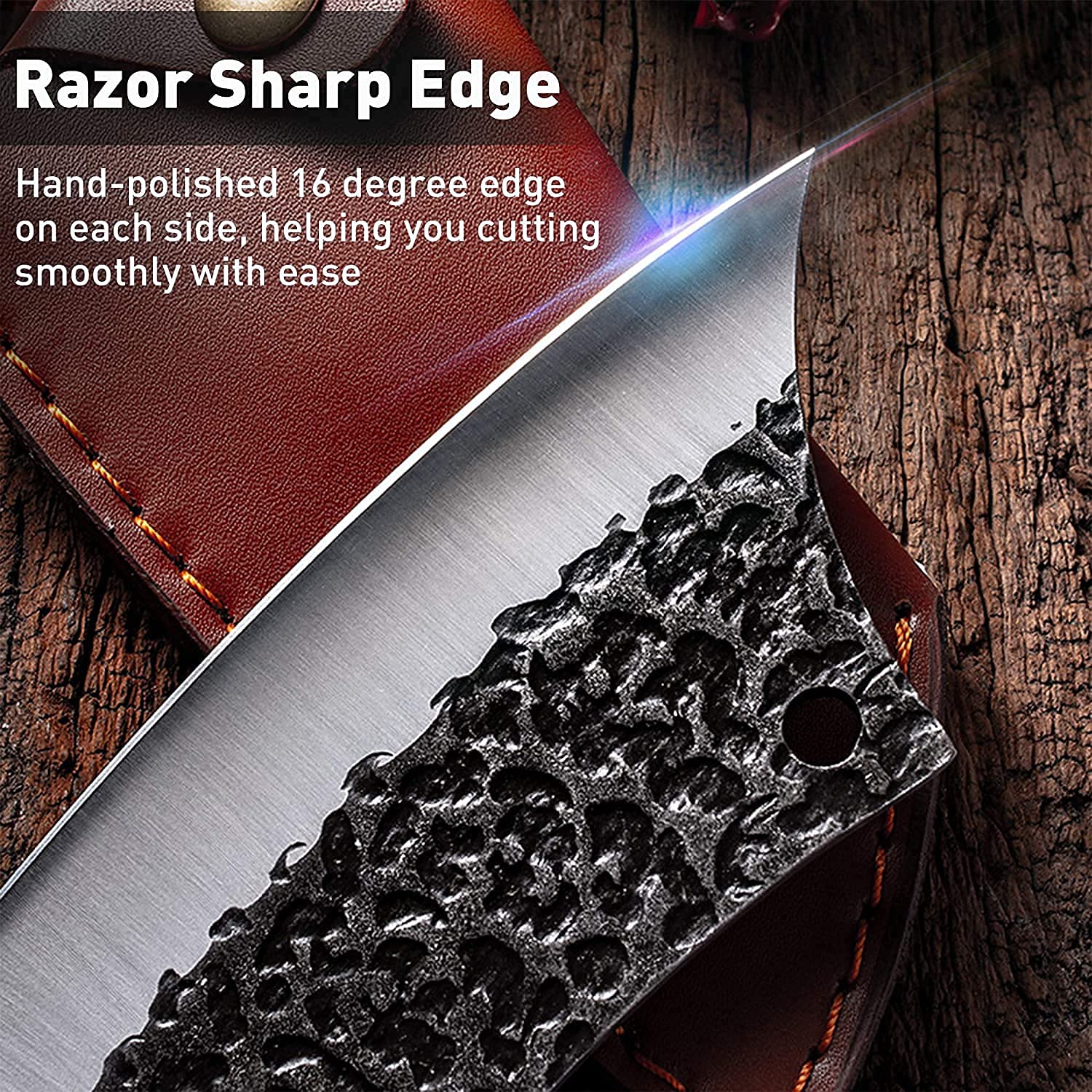 DRAGON RIOT Professional Butcher Knife - Heavy Duty Meat Cleaver for BBQ, Camping & Outdoor Cooking - High Carbon Steel Blade with Ergonomic Handle for Home Kitchen & Hunting