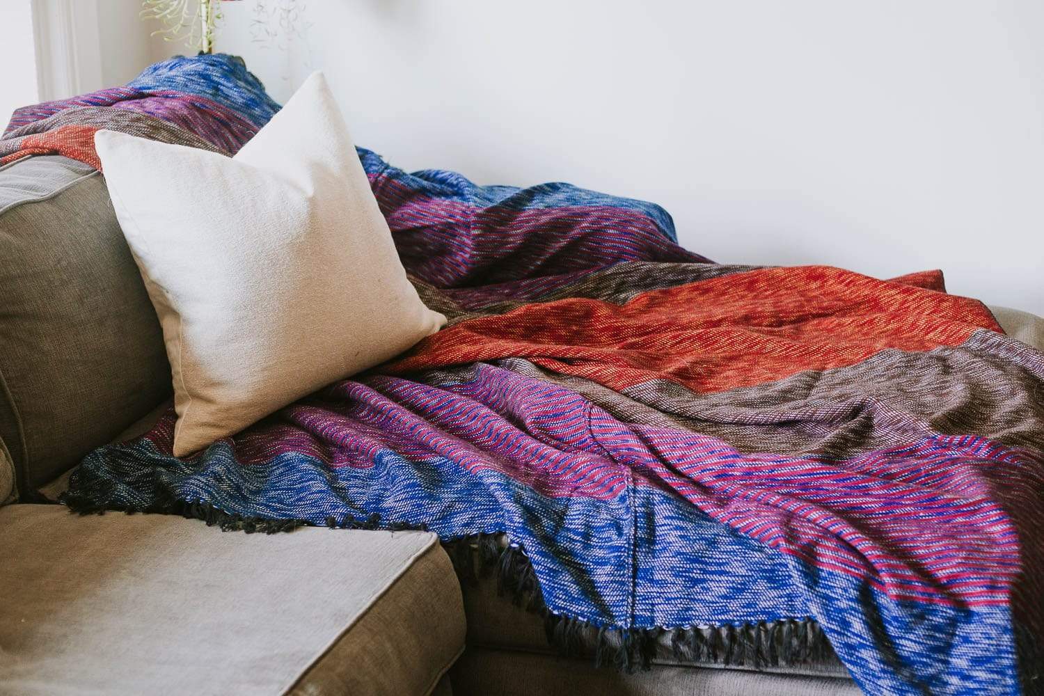 Handmade Himalayan Hand-Dyed Wool Blanket - Premium Artisan Throw for Sofa, Bed & Home Decor - Cozy & Stylish Living Room Accessory