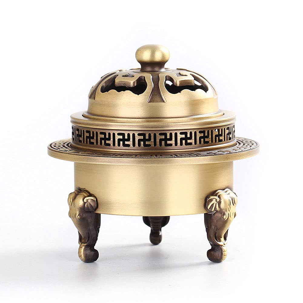 Premium Brass Incense Burner for Linear, Cone & Pan Incense Sticks - Elegant Home Decor for Meditation, Yoga & Aromatherapy