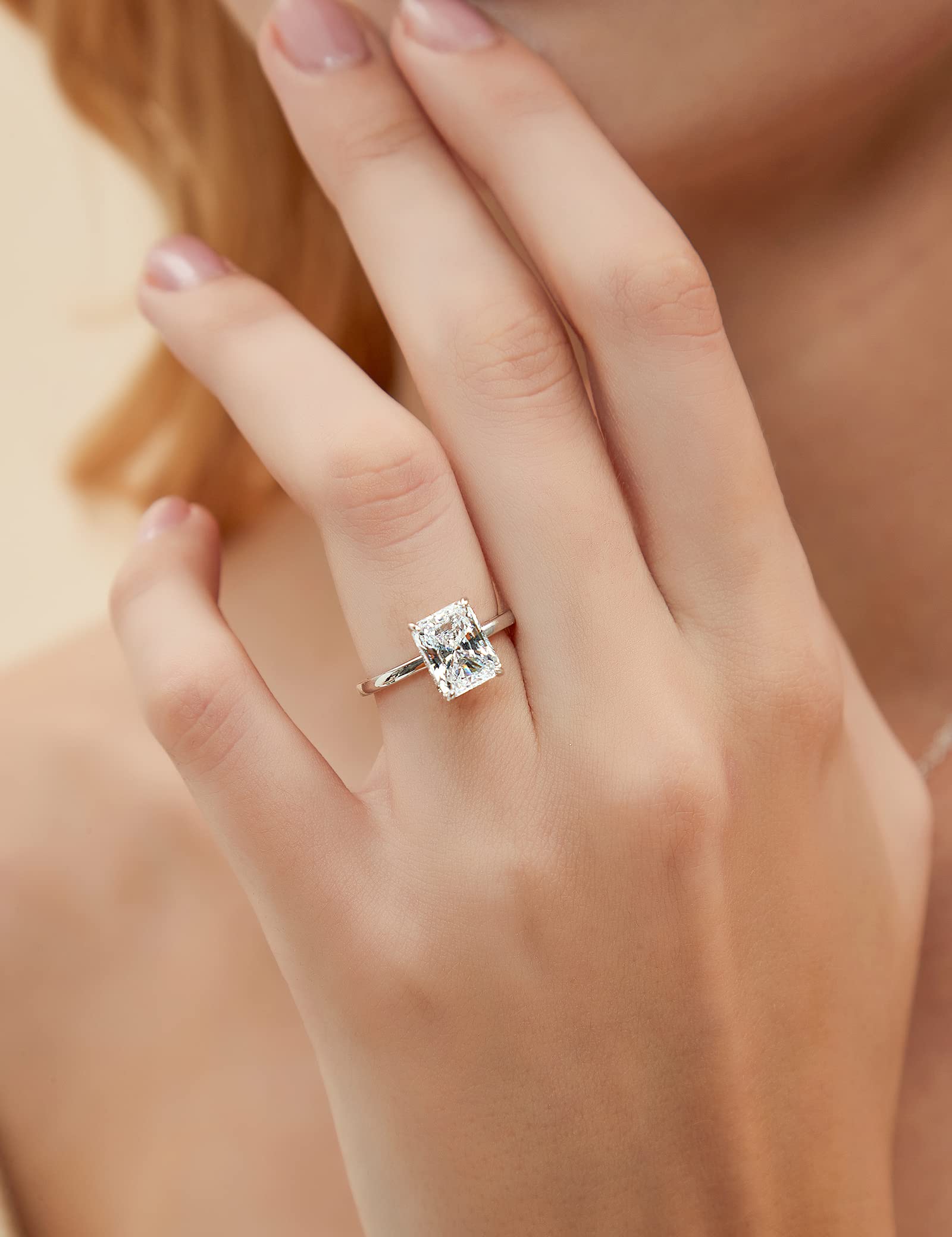 3CT Radiant Cut Cubic Zirconia Engagement Ring - 925 Sterling Silver Solitaire Wedding Band for Women (Size 3-11) | Perfect for Proposals, Anniversaries & Bridal Jewelry